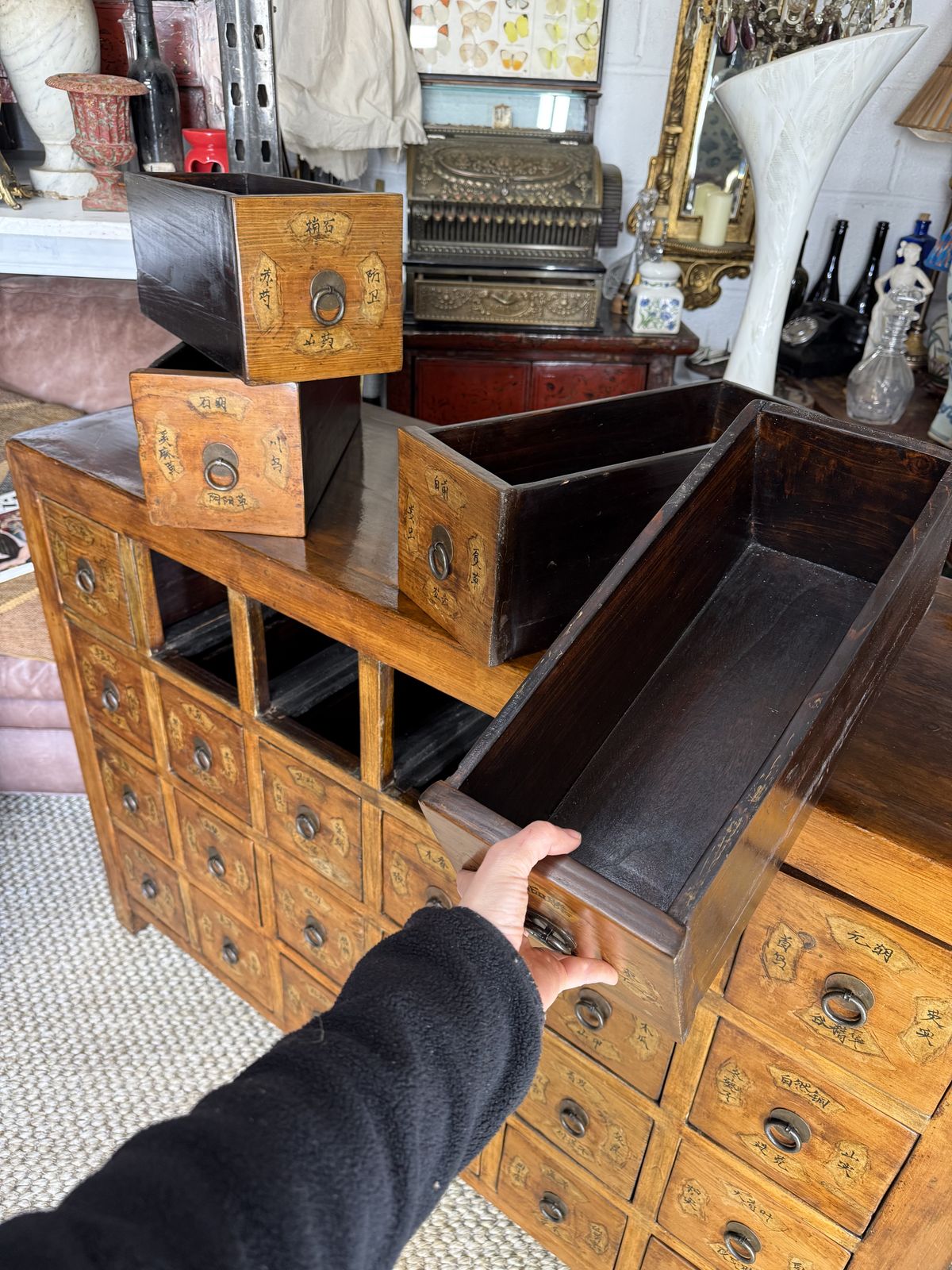 Chinese Apothecary Chest Of 24 Drawers Oriental Sideboard photo Furniture