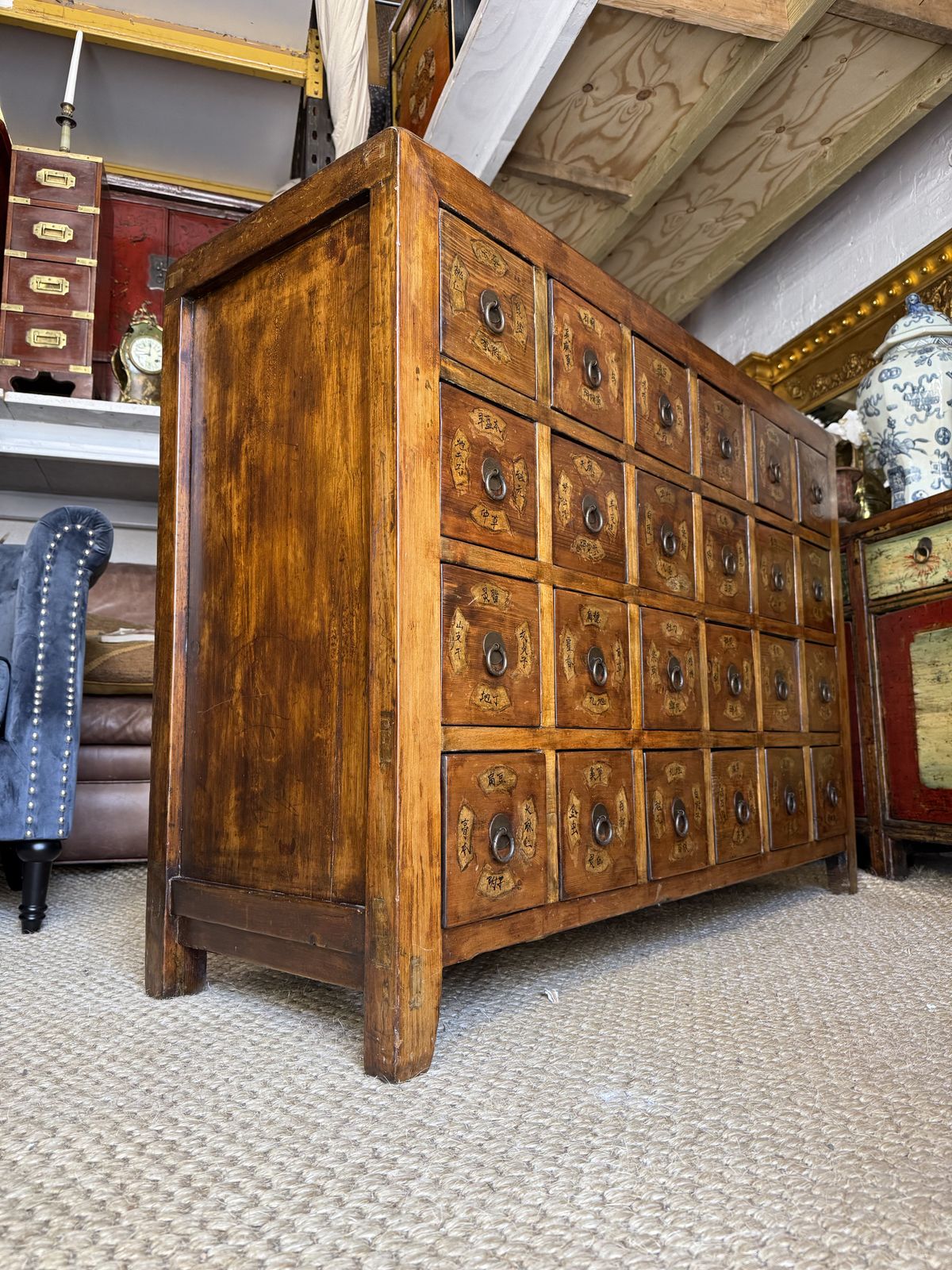 photo vinterior Chinese Apothecary Chest Of 24 Drawers Oriental Sideboard