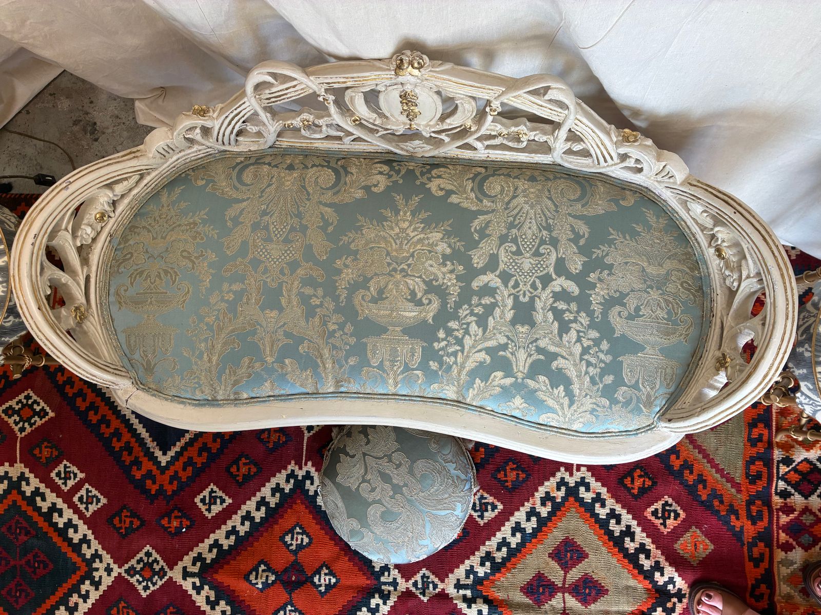 Antique French Window Seat 2 Seater Bench photo 250.0