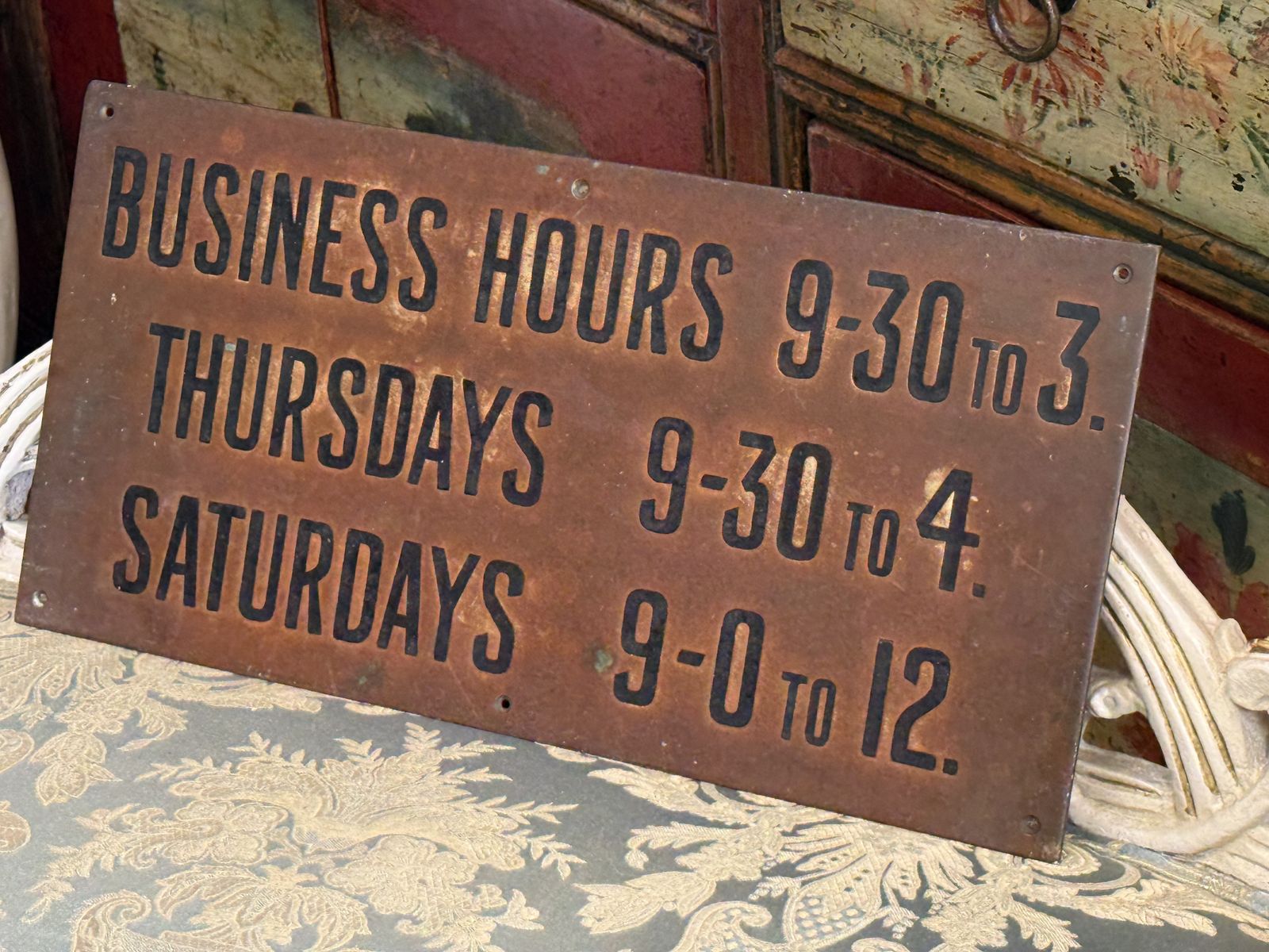 Vintage Copper Business Sign Collectible Advertising Sign
