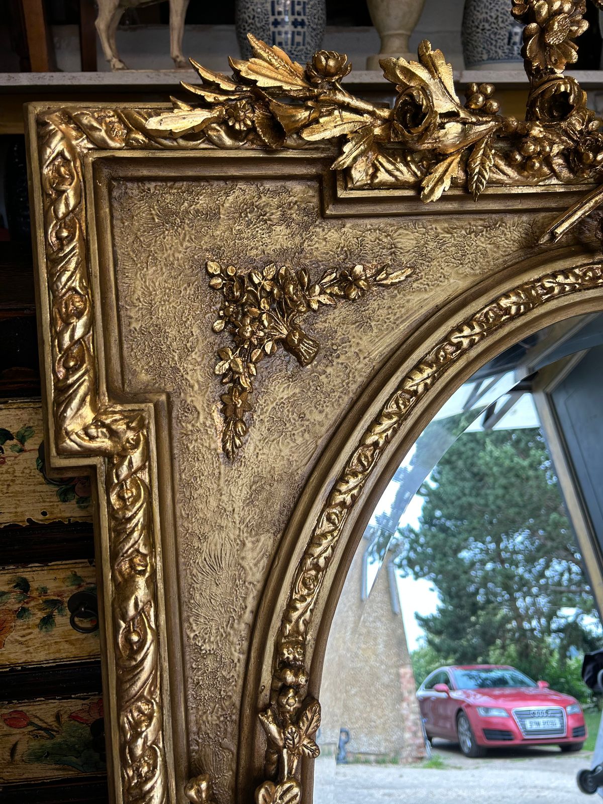 Louis XVI Style Modern Mirror Gilt Wood French Style Wall Mirror photo furniture