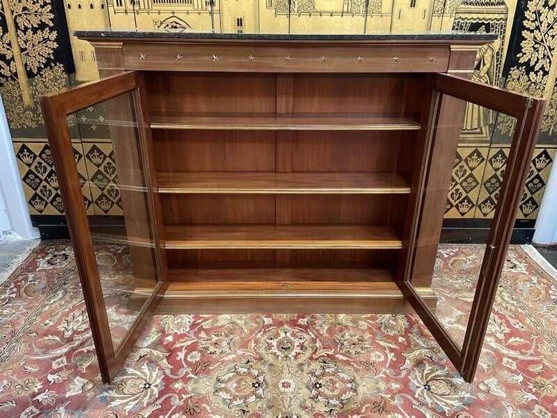 Library   Empire Style Display Cabinet In Mahogany And Black Marble photo vinterior