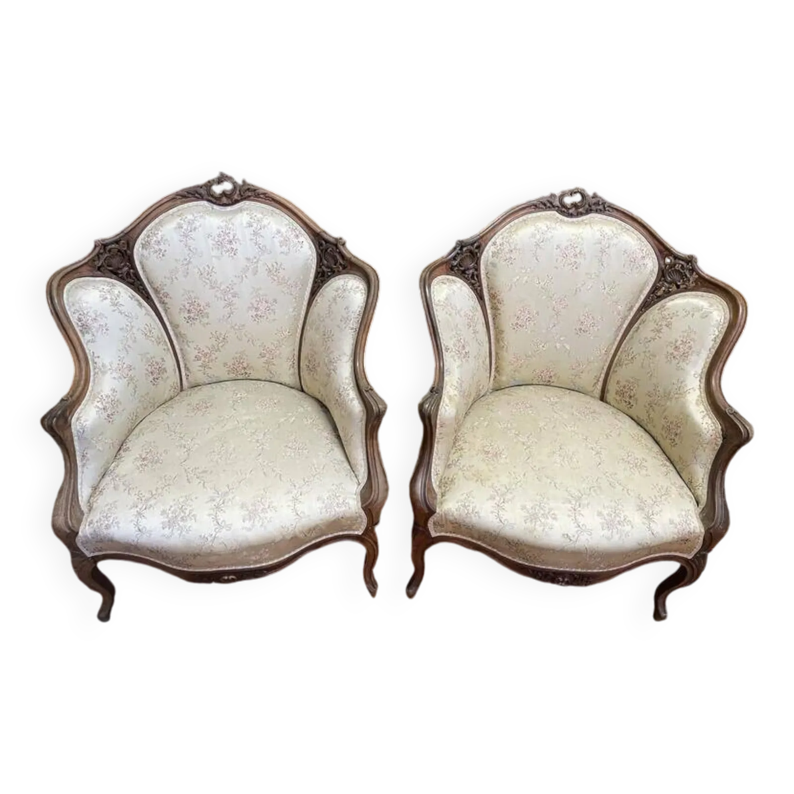 Pair Of Louis XV Rocaille Bergere Armchairs