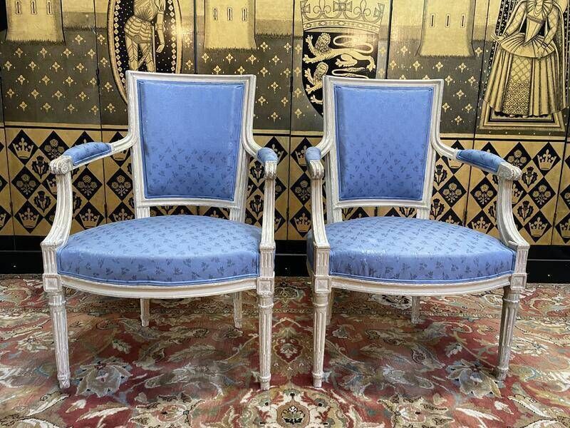 Pair Of Louis XVI Style Cabriolet Armchairs photo vintage