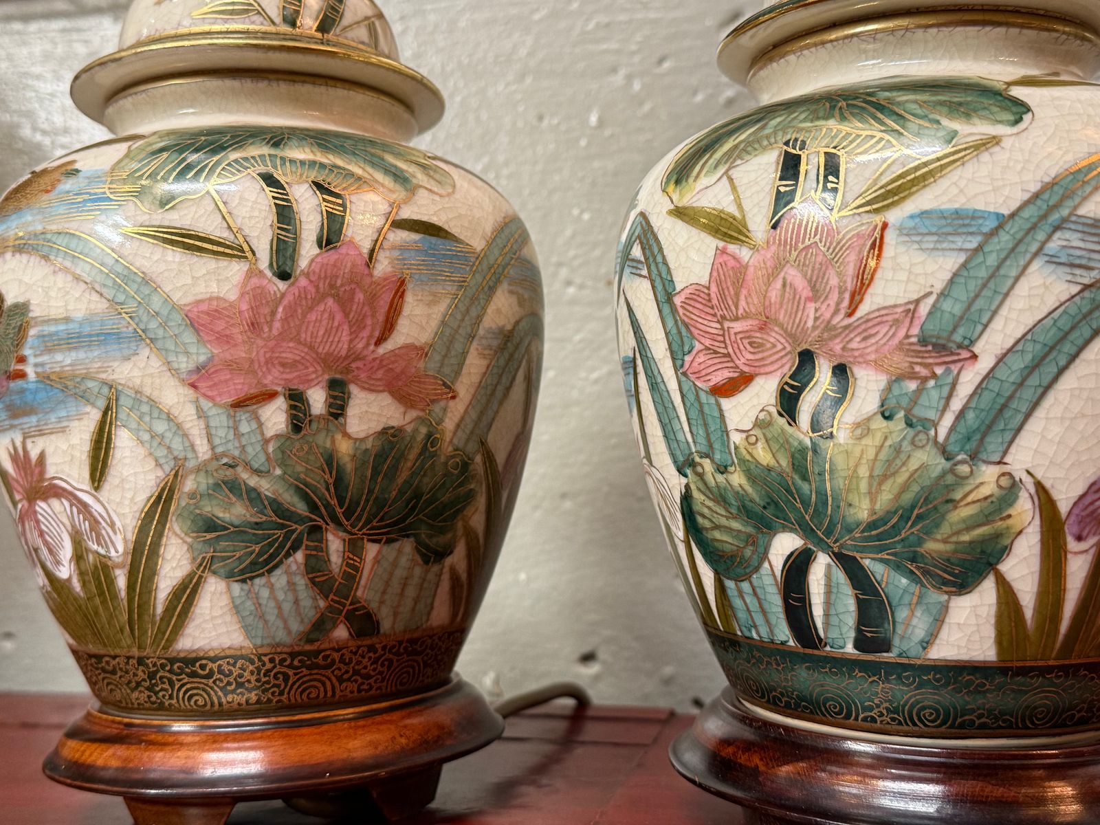 Pair Or Oriental Porcelain Ginger Jar Vase Lamps Table Lamps photo buy