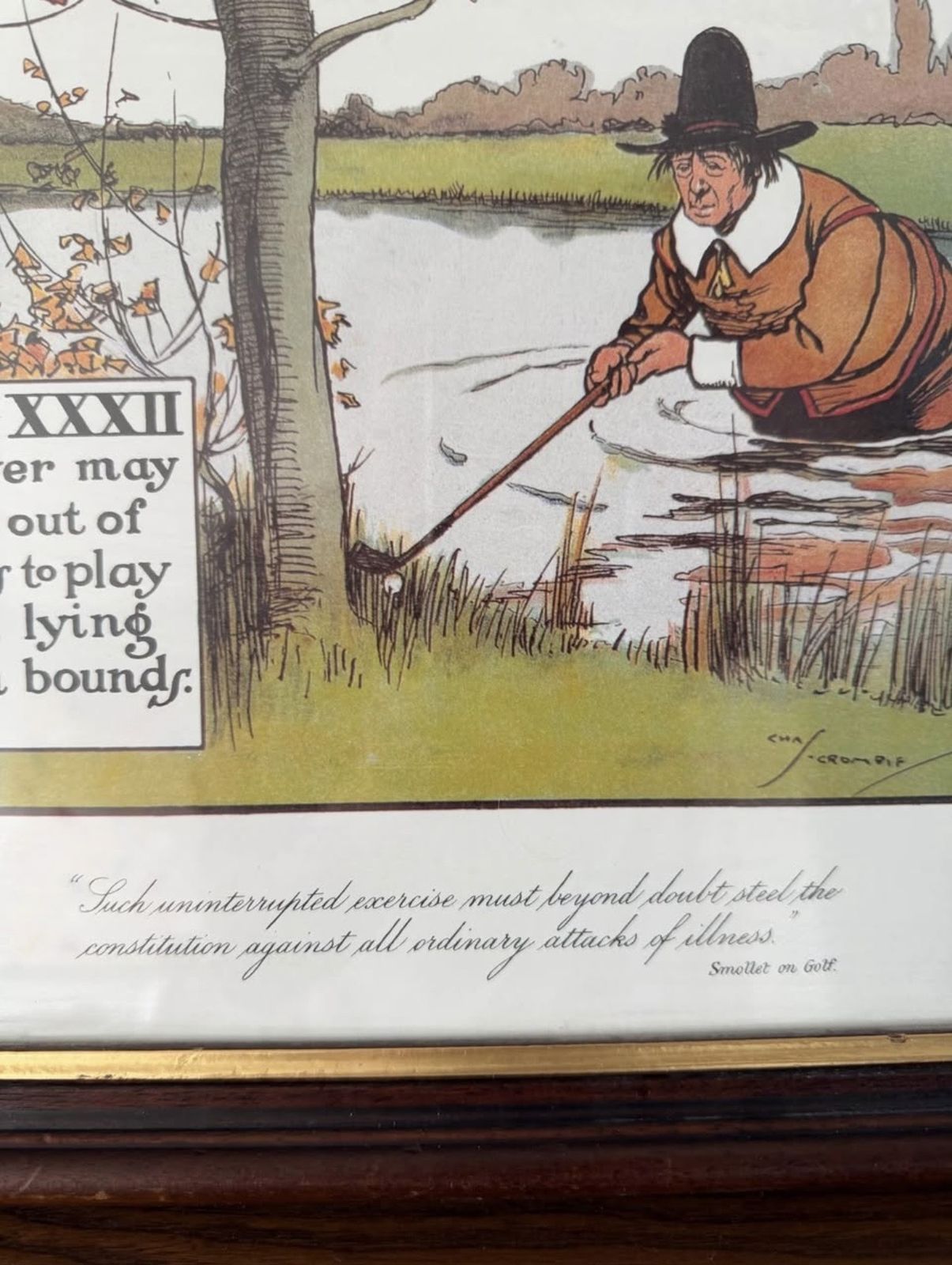 Vintage Golf Artwork   Charles Crombie “Rules Of Golf” Print photo 120.0