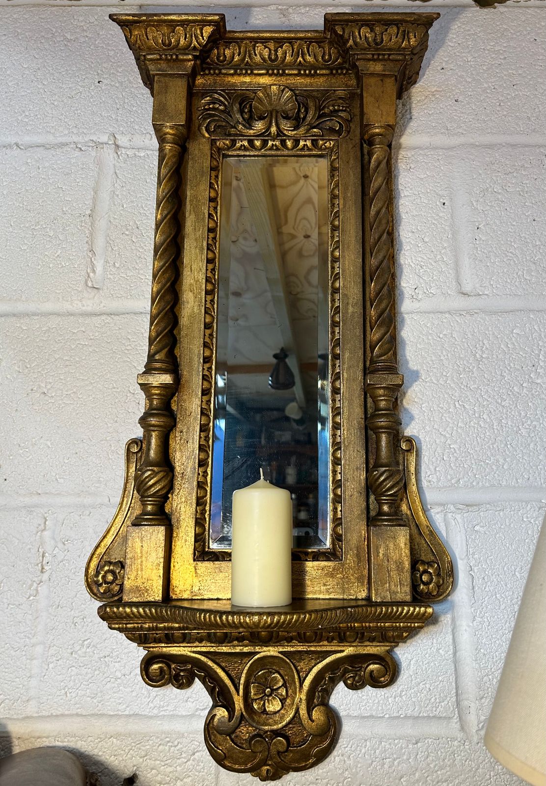 photo for sale Antique French Style Gilt Wall Mirror Vanity Mirror Chas. H. West Mirror Shelf