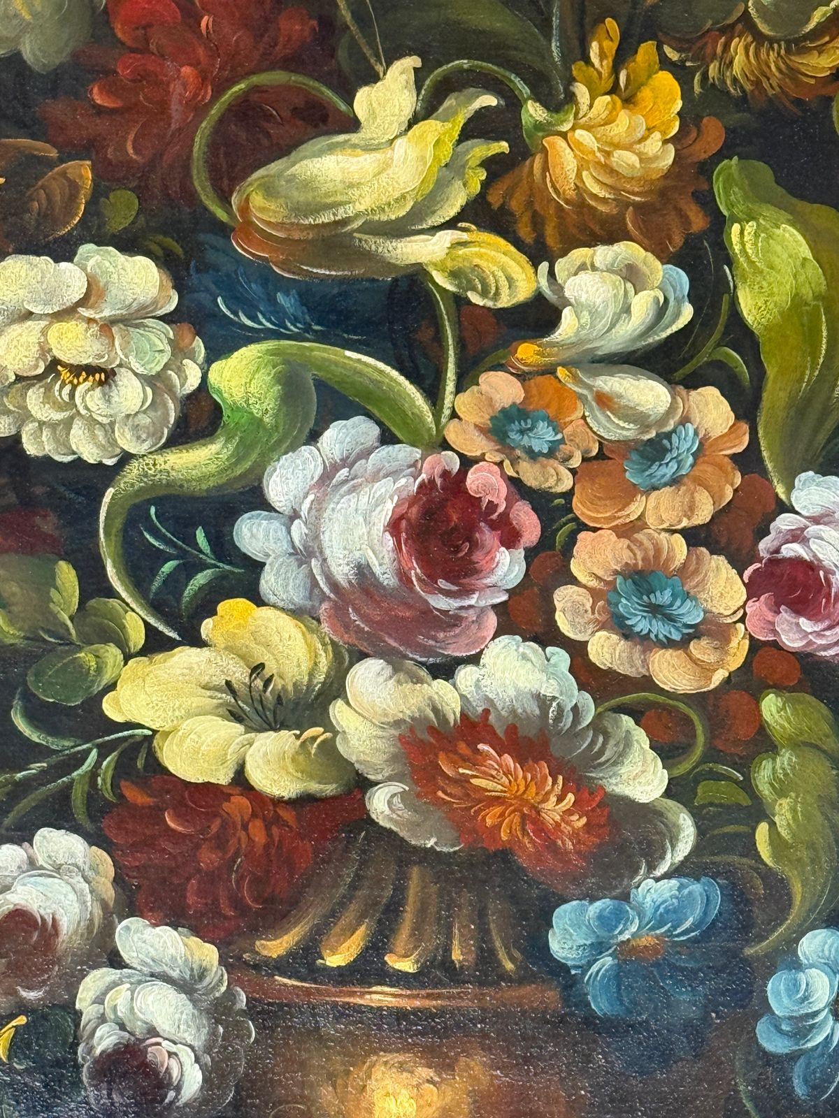 Large Oil On Canvas In The Manner Of Jan Van Huysum Floral Fine Art Painting photo furniture