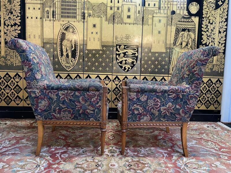 Pair Of Louis XVI Style Armchairs   Bergeres With Flowers photo 615.0