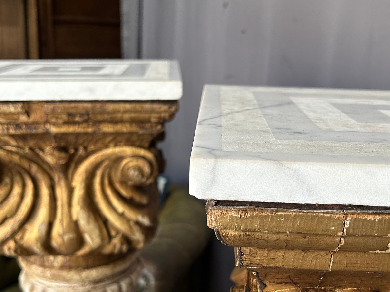 Pair Of Antique French Column Pillars Plant Stands photo for sale