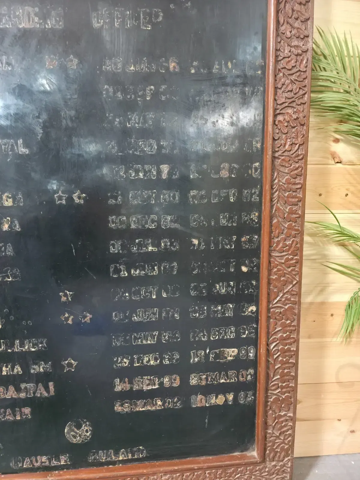 Large Vintage Indian Army Military Honour Board Carved Wooden Frame Menu Board photo 185.0