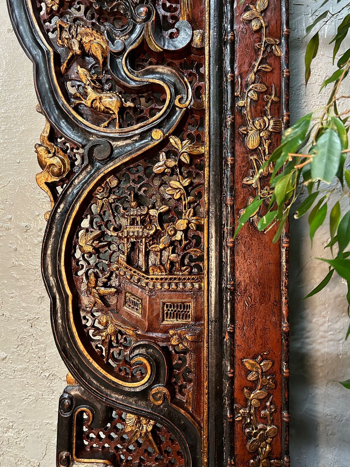 Antique Chinese Arch Way Oriental Doorway Altar photo vintage