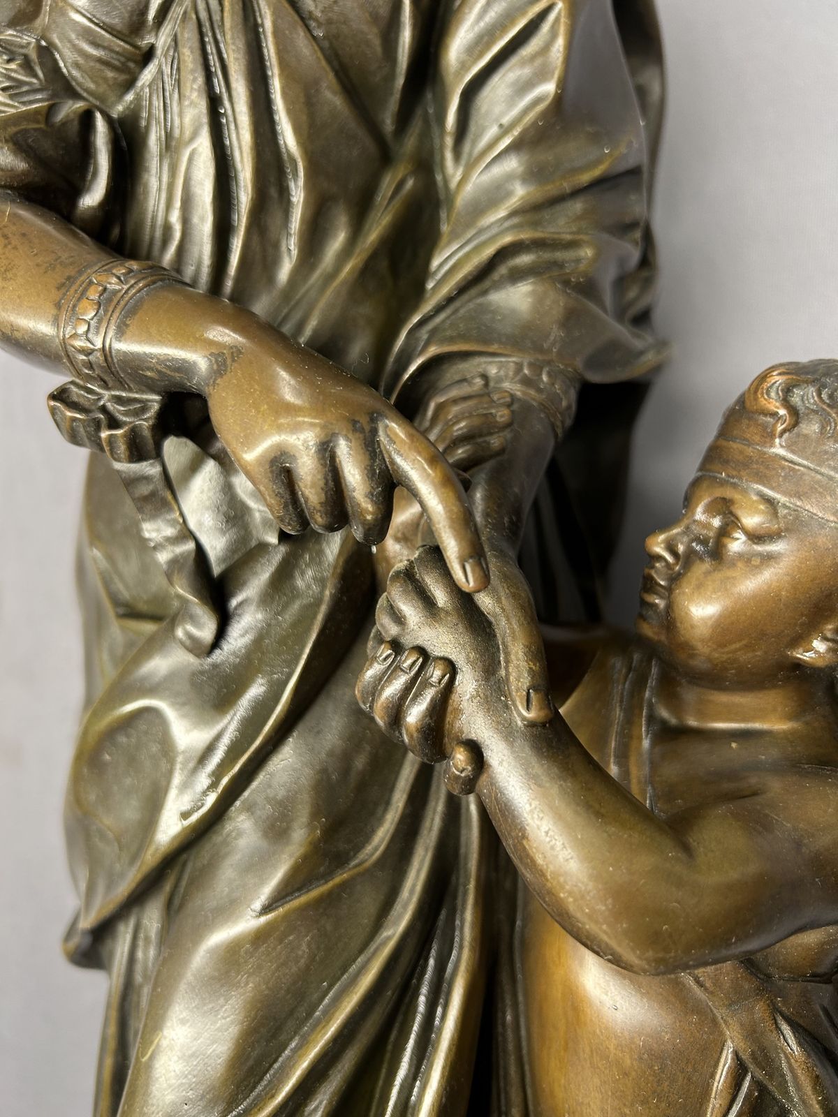 photo furniture Antique Bronze French L'innocence Entraînée Par L'amour By Coustou After Louis
