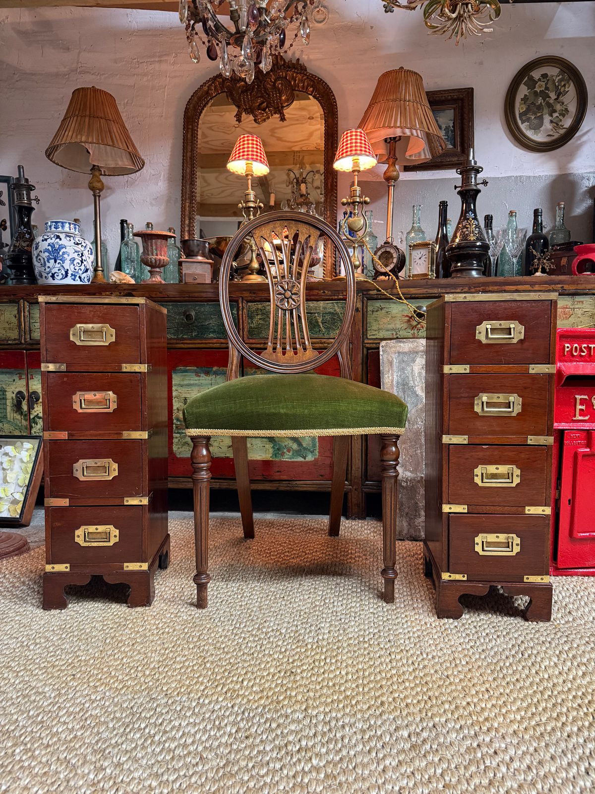 Pair Of Bedside Brass Bound Military Bedside Campaign Cabinets Tables Drawers