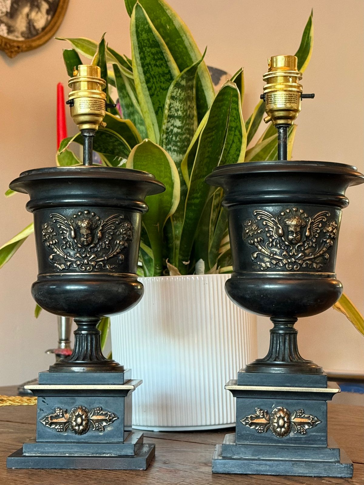 photo furniture Pair Of Small Urn Lamps Black Table Lamps Pooky Lampshades