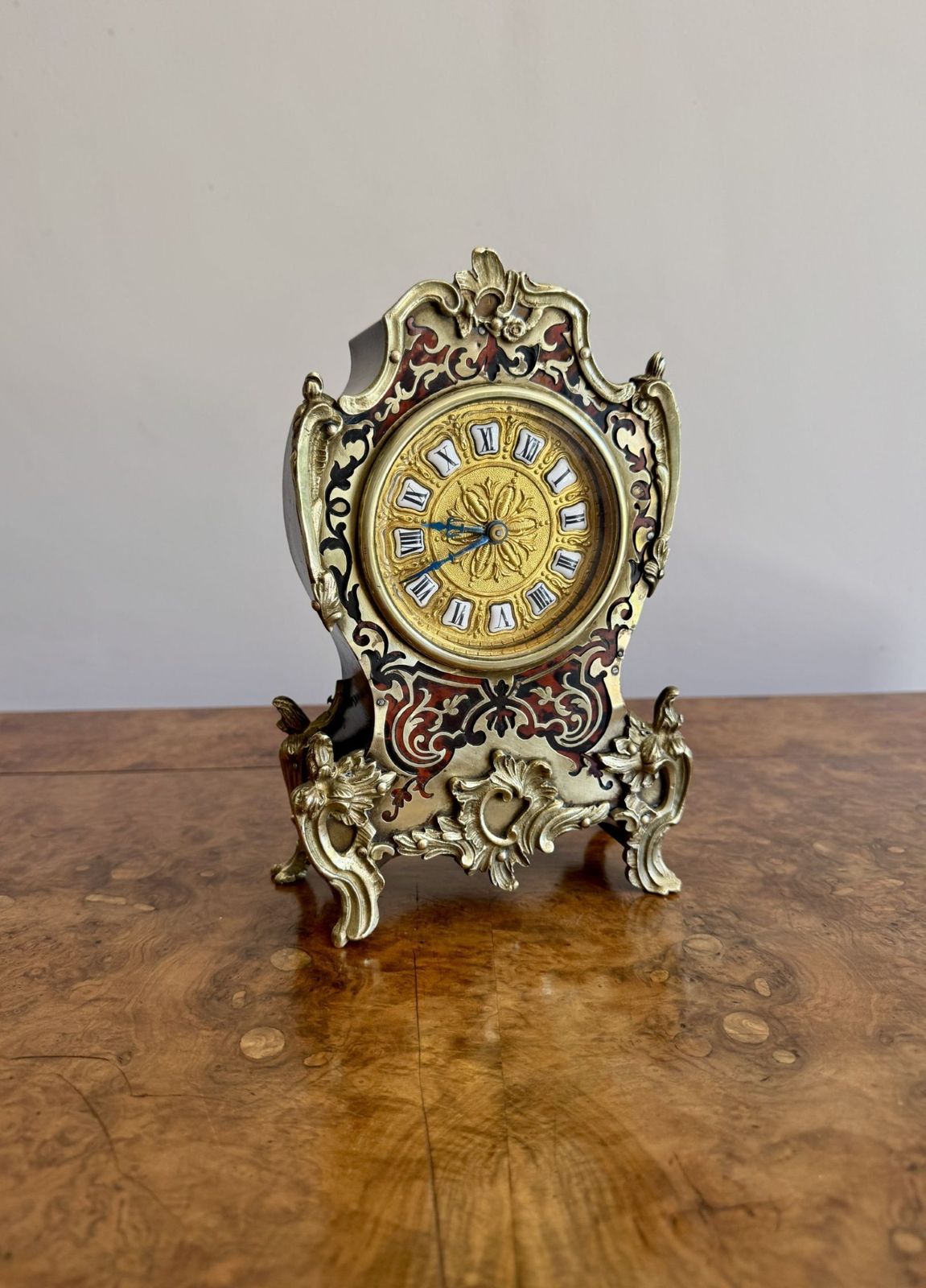 Quality Antique 19th Century French Boulle Mantle Clock photo vintage