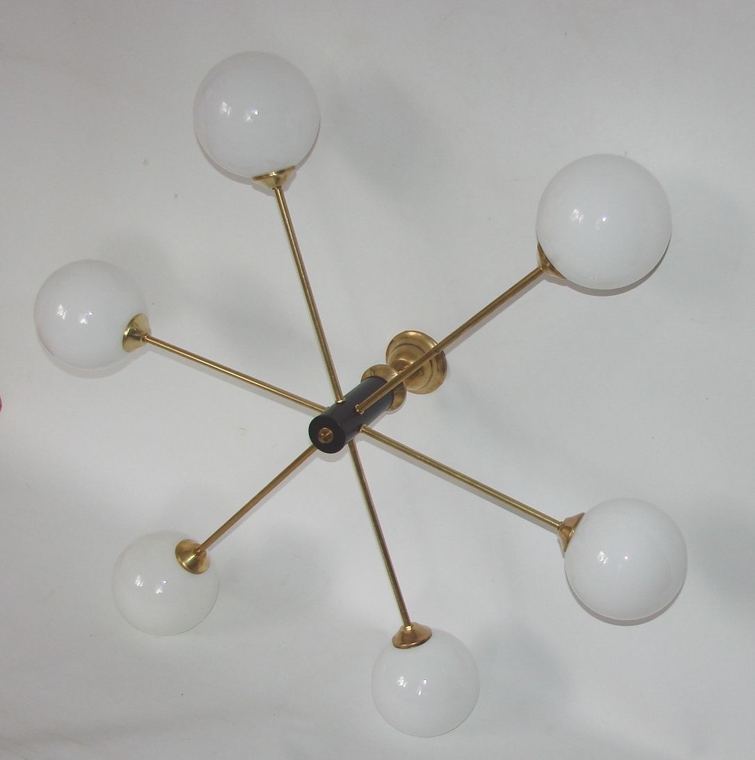 Stilnovo 1960s stijl hanglamp | Messing, glas en metaal photo 449.0