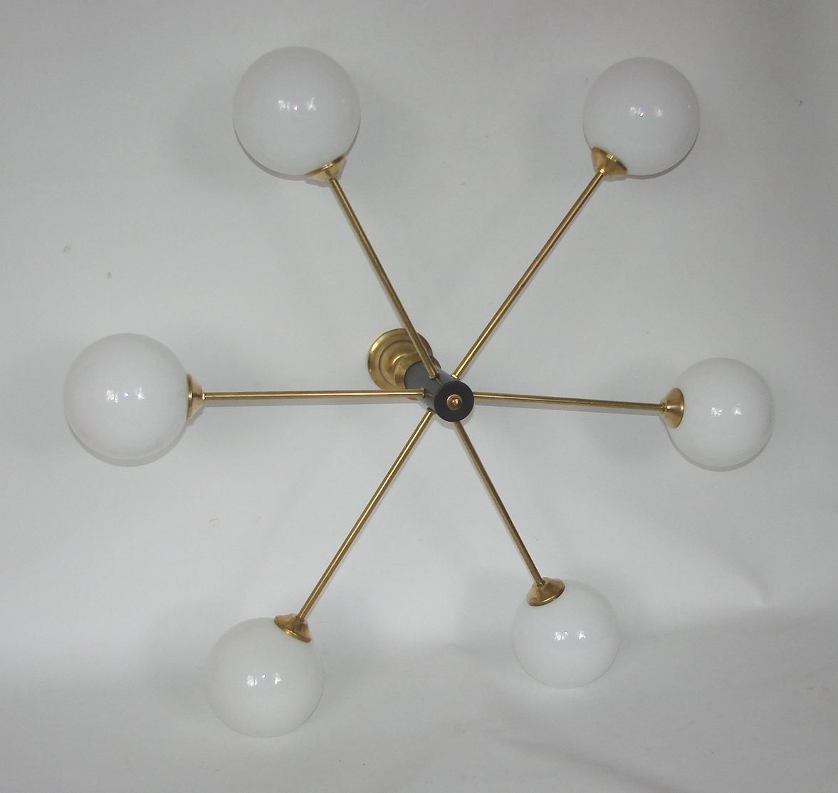 Stilnovo 1960s Style Chandelier | Brass, Glass And Metal photo buy
