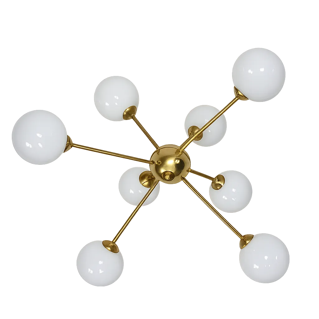 1960s Sputnik Chandelier | Brass And Glass | 8x E14 | Vintage photo furniture
