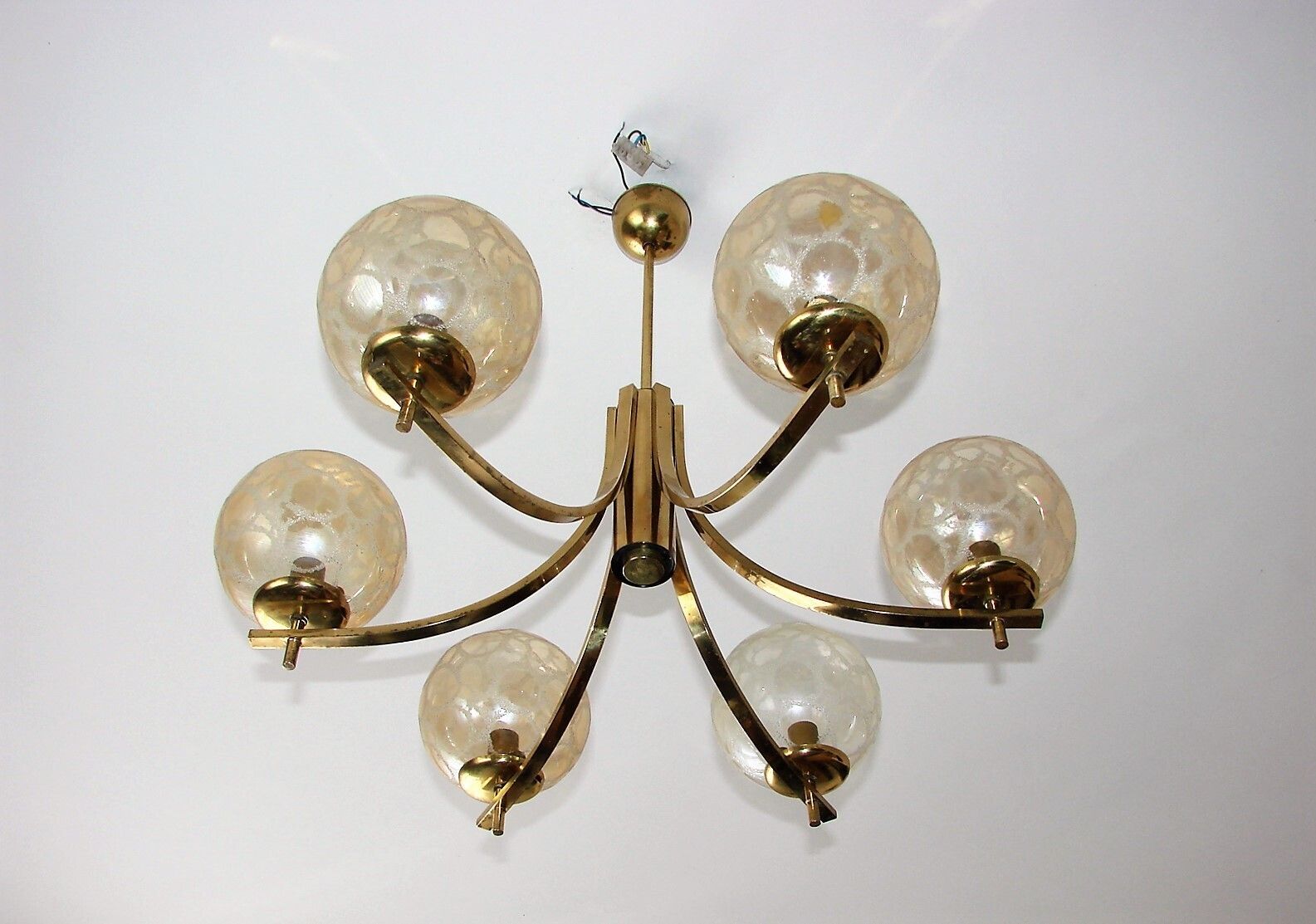 Vintage Hanglamp uit de jaren 1970 | Messing, Aluminium en Glas | 6x E14 photo 389.0
