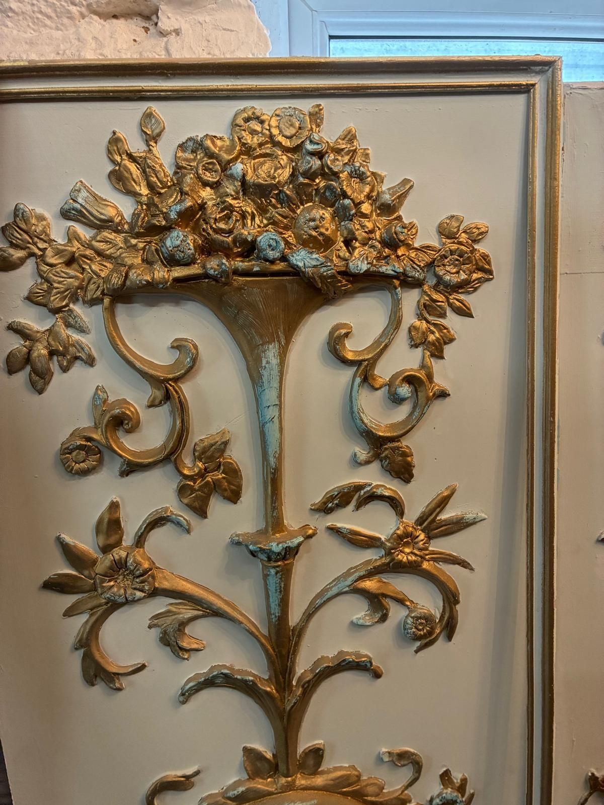 Four Decorative French Antique Style Louis XVI Gilt Wall Panelling Panels photo Art