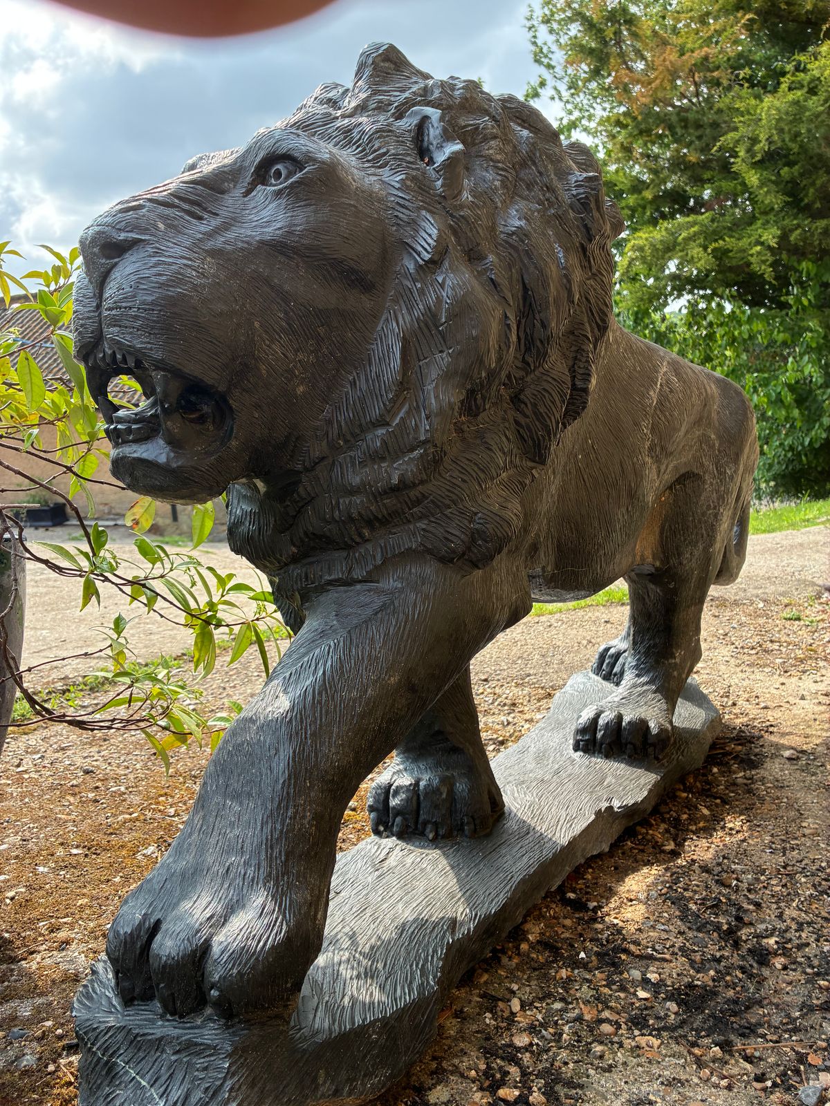 Hand Carved Lion Statue Black Natural African Stone Lion Garden Sculpture photo buy