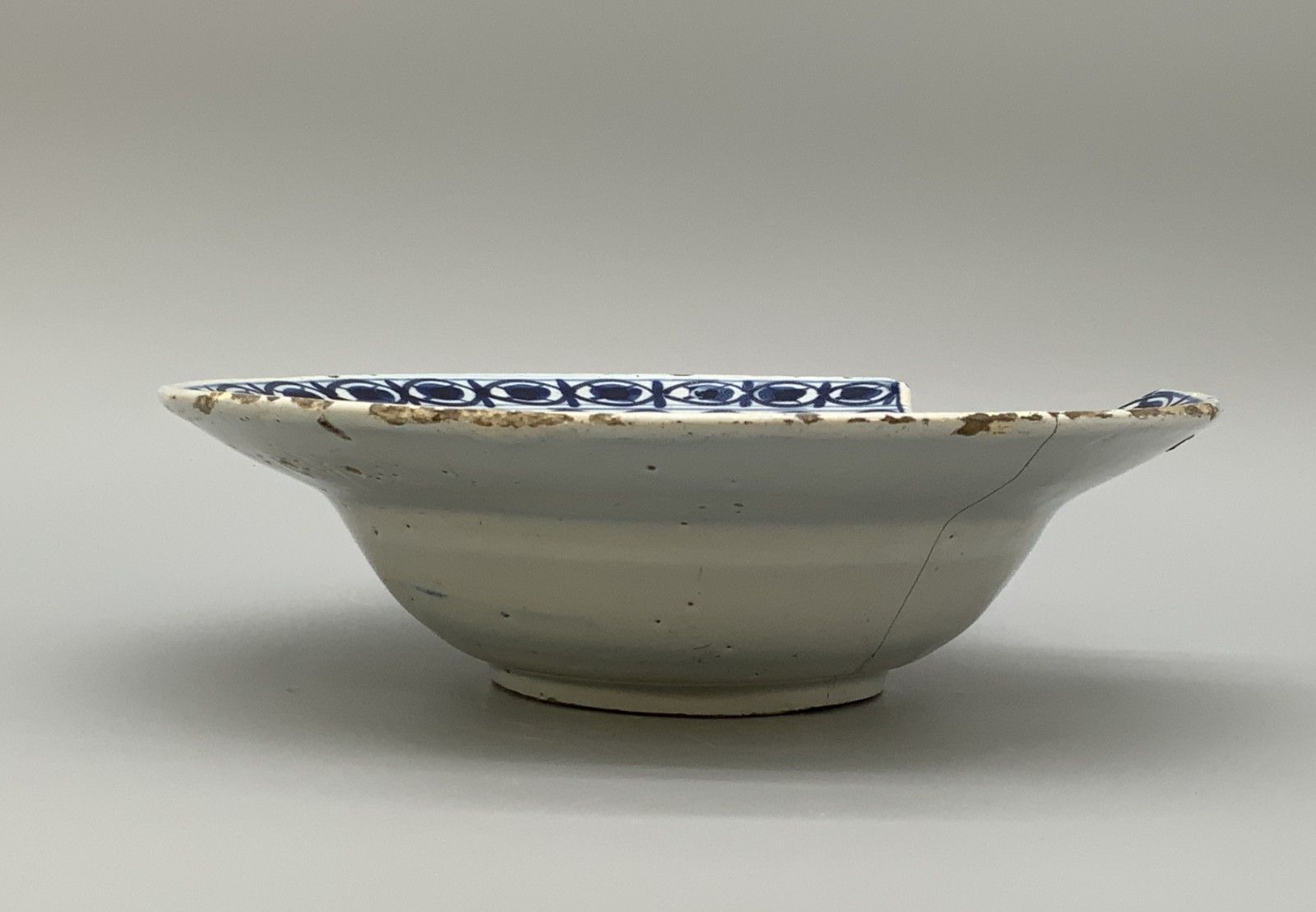 299.0 18th Century Dutch Delft Barber's Bowl Bleeding Dish Blue And White Tin Glaze photo