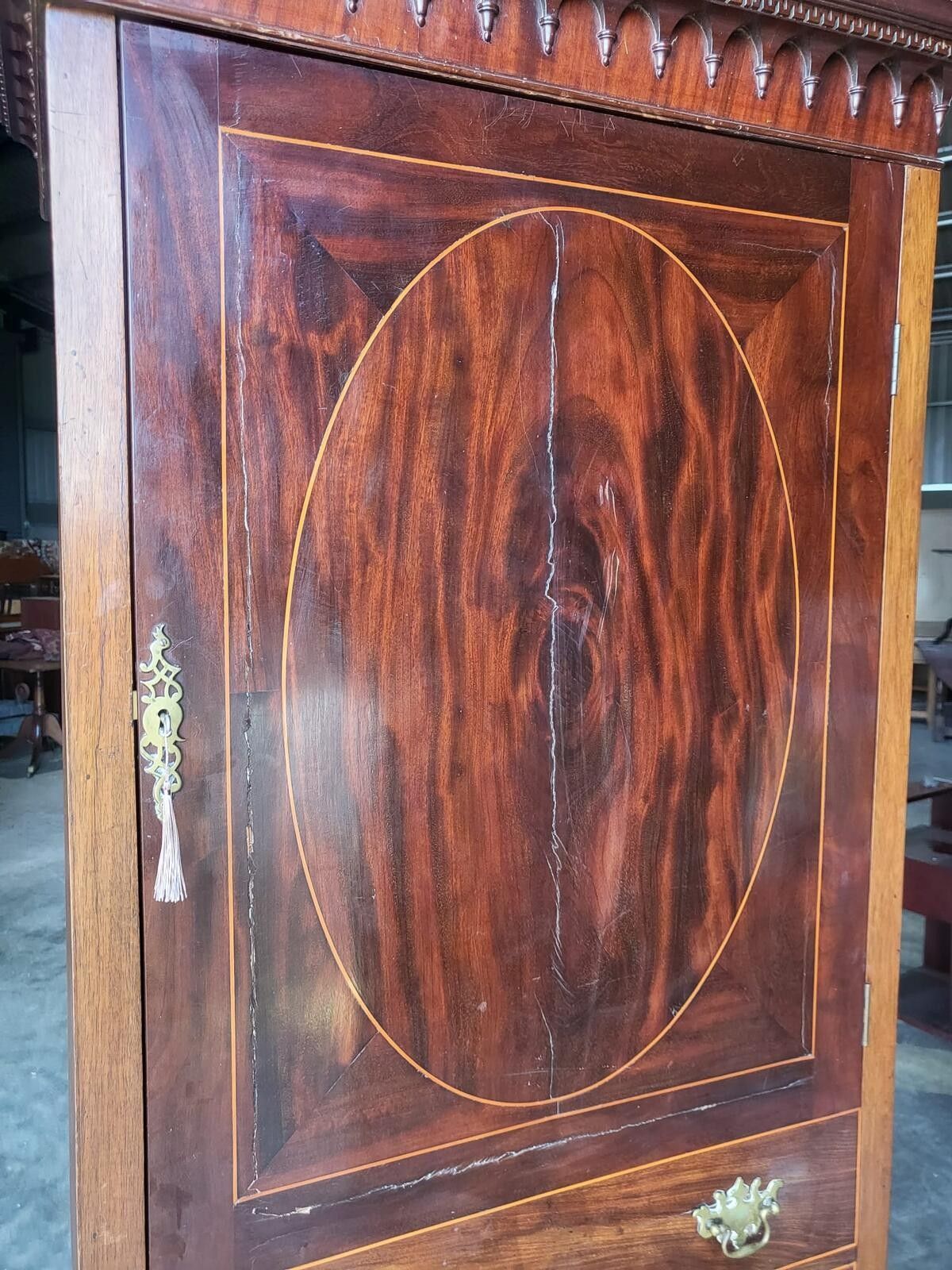 Antique Inlaid Mahogany Single Slim Wardrobe Cupboard photo buy
