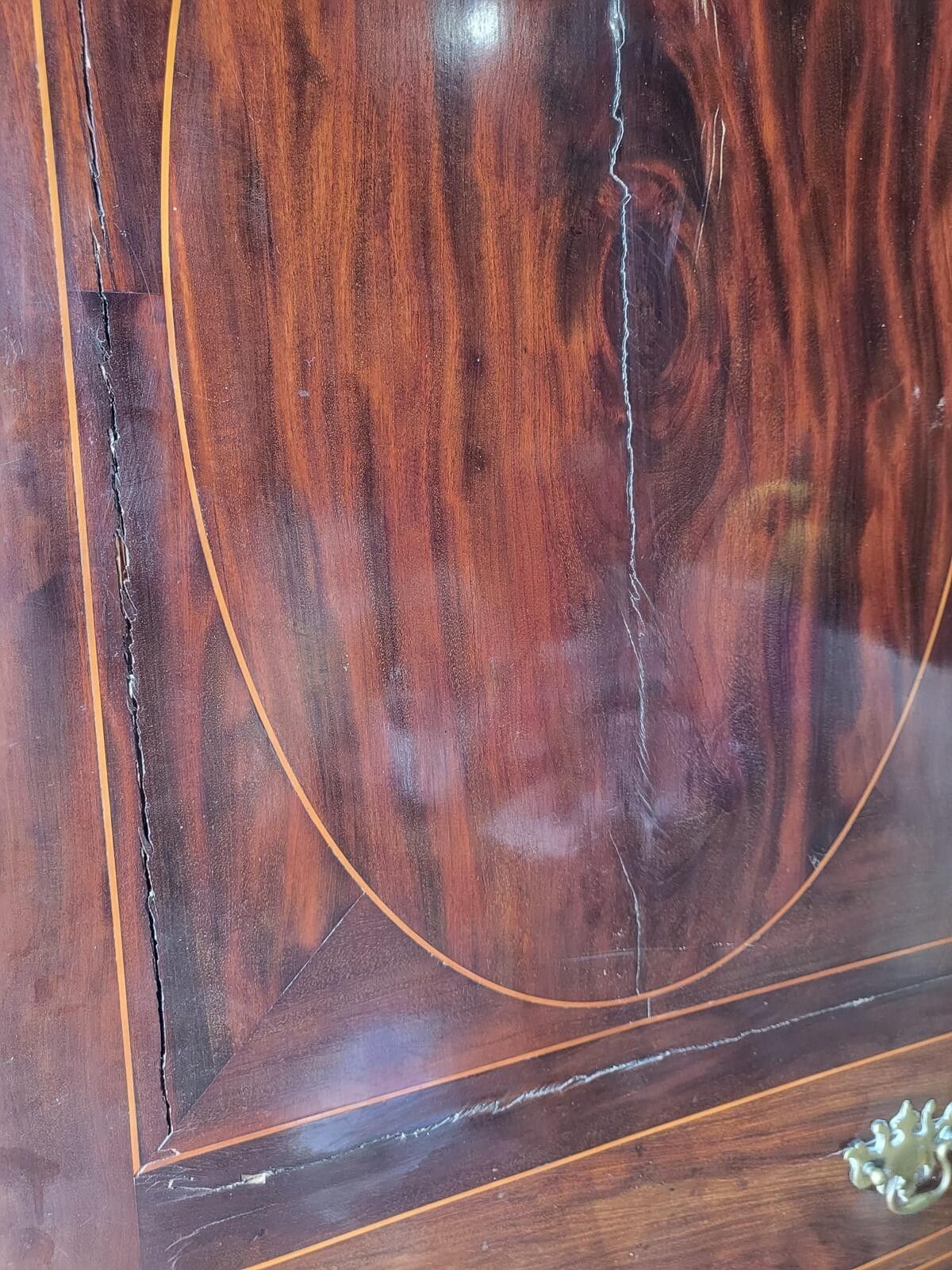 photo furniture Antique Inlaid Mahogany Single Slim Wardrobe Cupboard