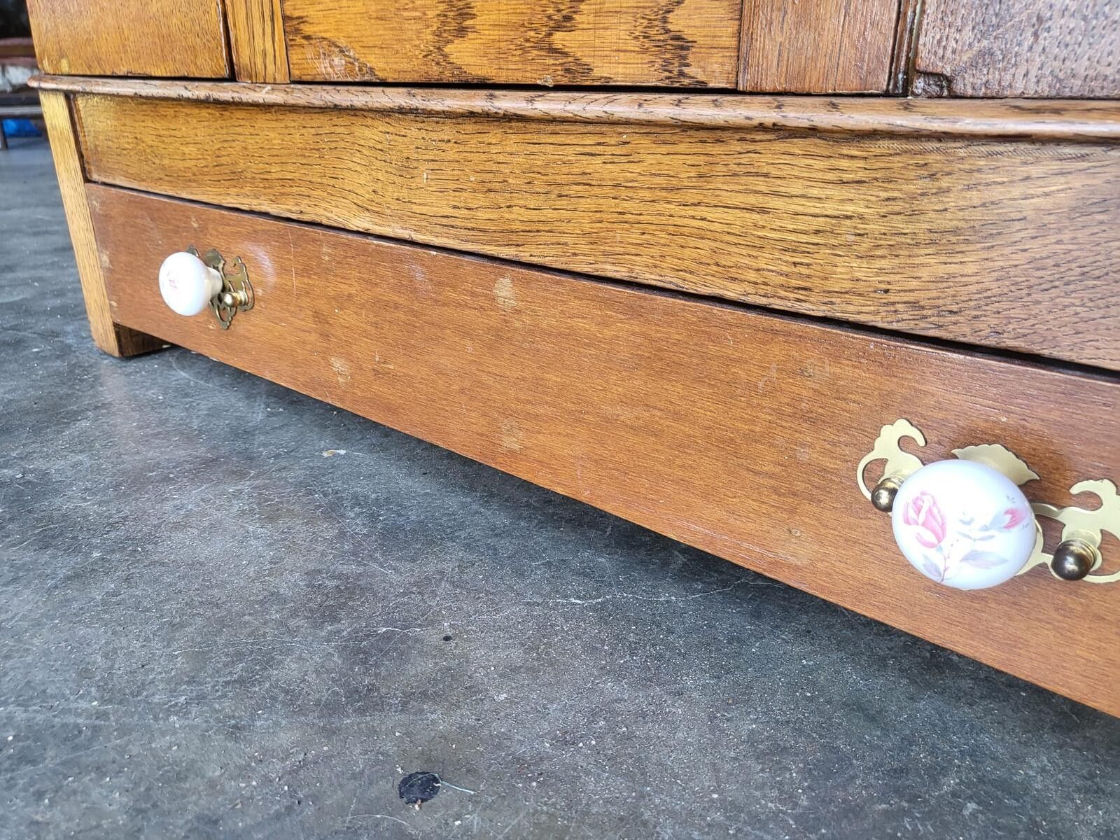 Antique Art Nouveau Oak Single Mirrored Door Wardobe Drawer photo for sale