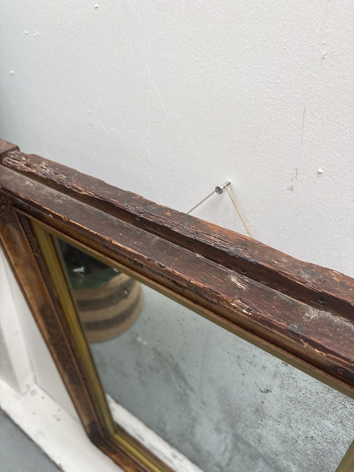 19th Century Antique French Empire Featuring Heavily Foxed Plate Mirror photo Home Decor