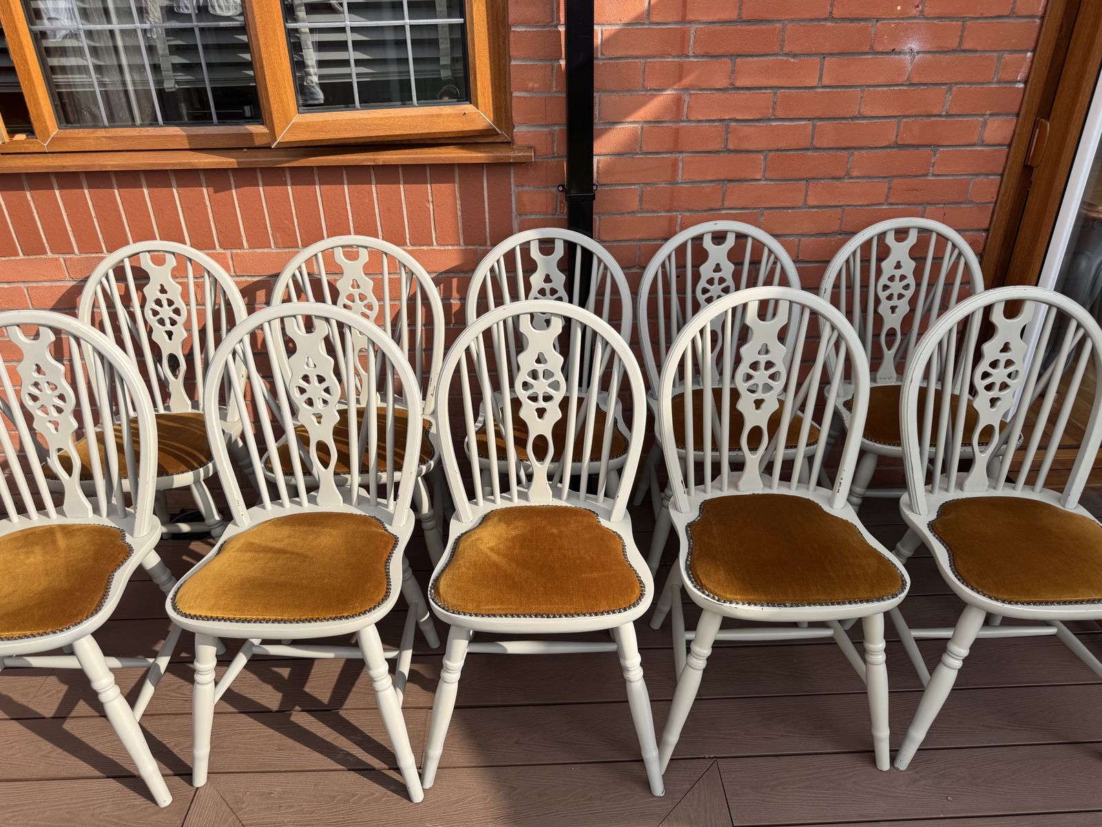 600.0 Set Of 10 Farmhouse / Wheelback Style Dining Chairs photo