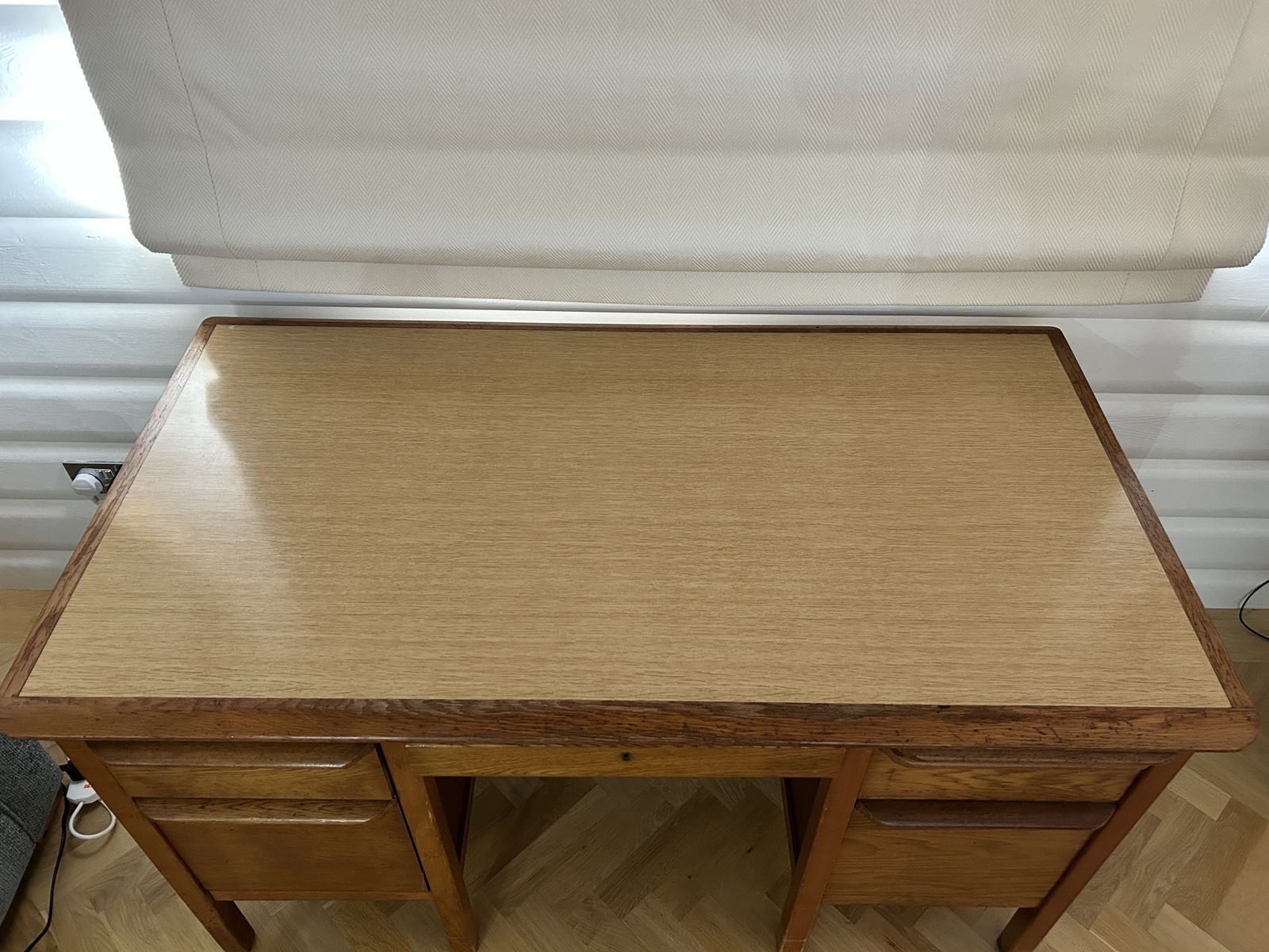 Antique Wooden Teacher Desk photo furniture