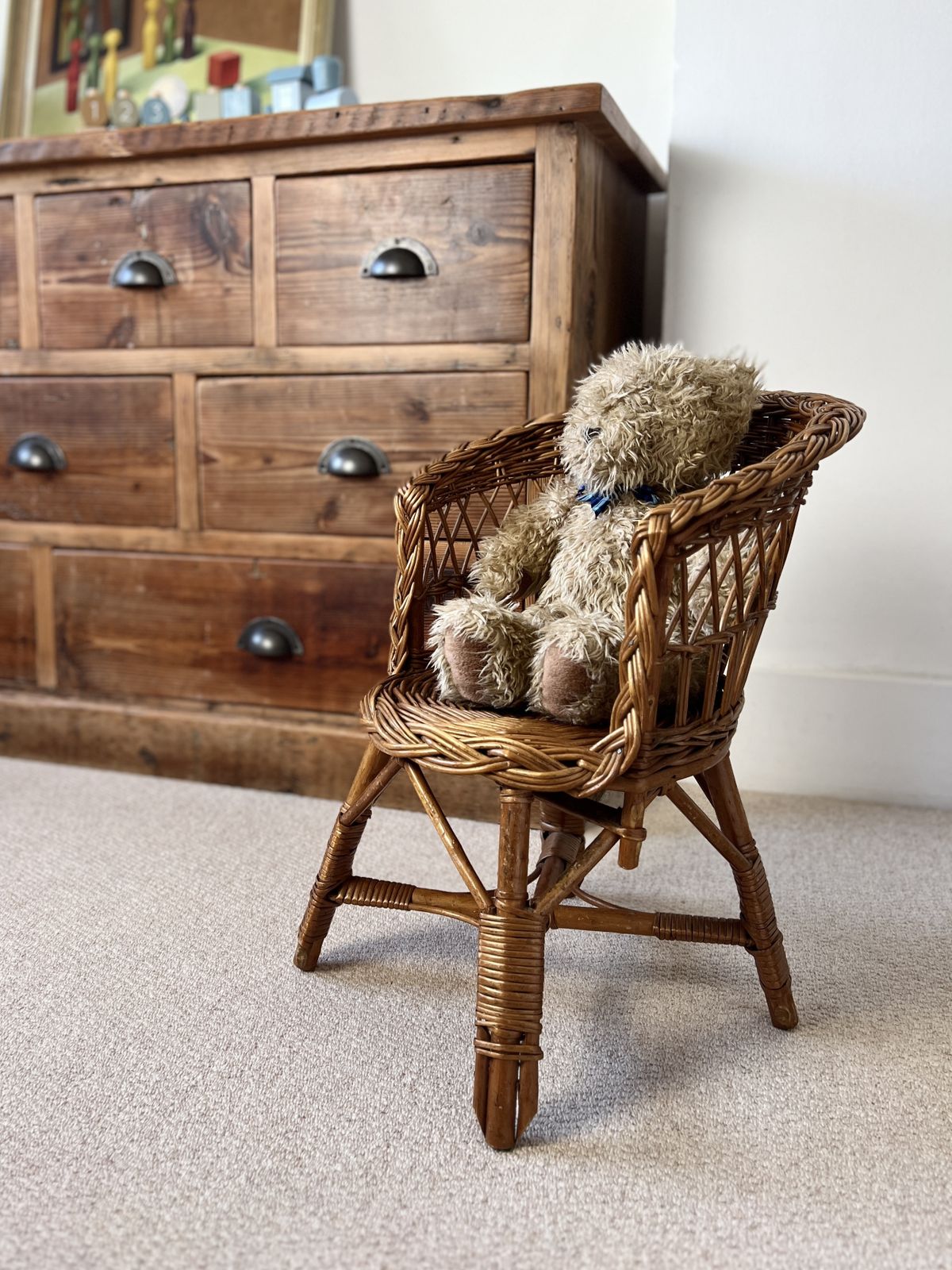 Vintage Rattan Woven Wicker Children's Chair
