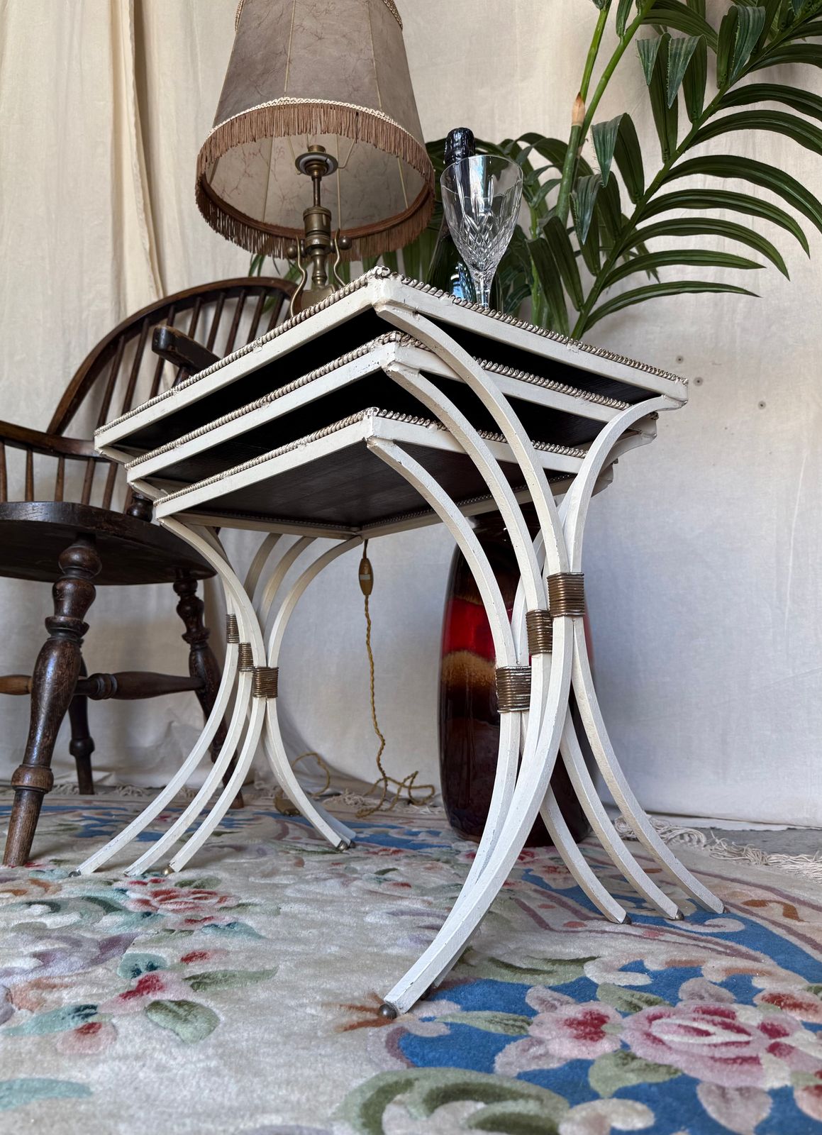 Elegant Nest Of Tables Black Glass Side Tables