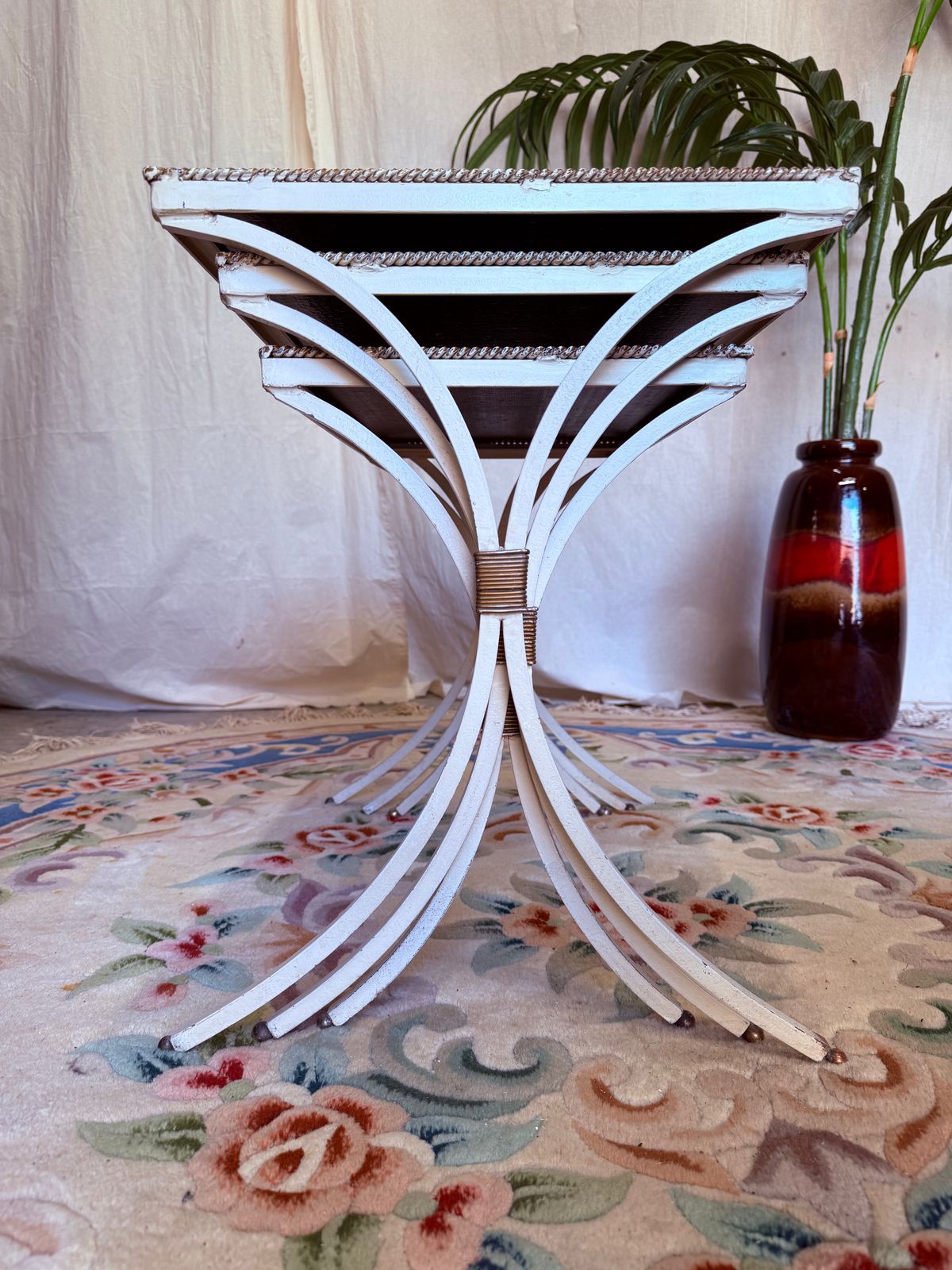Elegant Nest Of Tables Black Glass Side Tables photo for sale