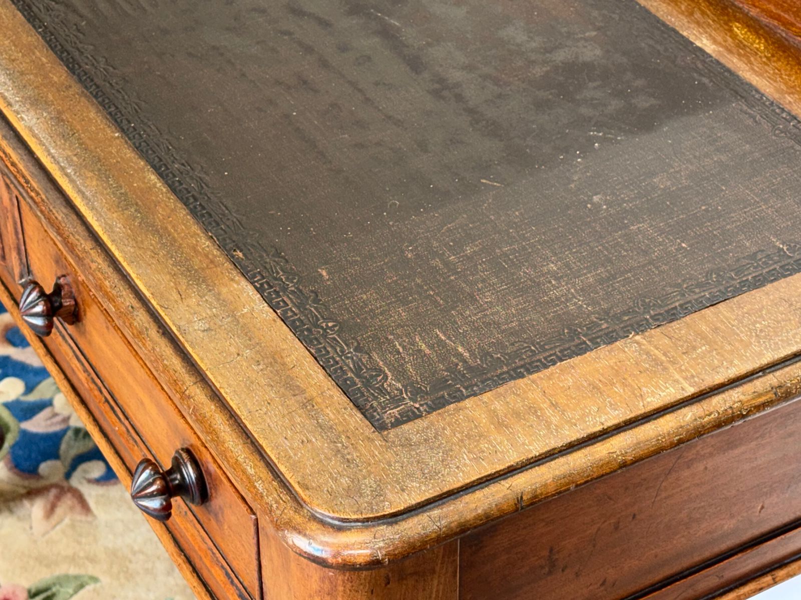 Furniture Antique Mahogany Leather Topped Desk Ladies Vanity Table photo