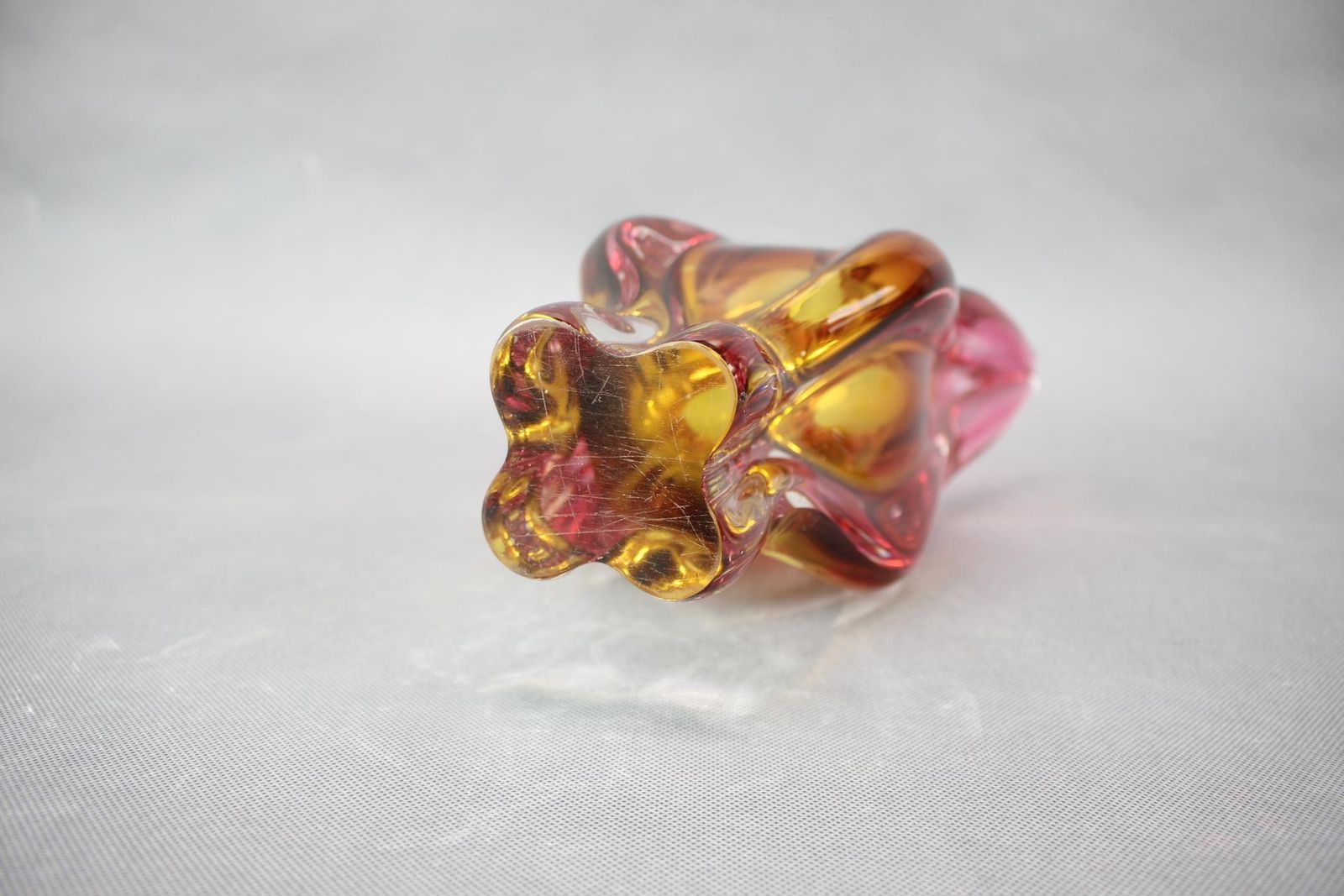 Mid-Century roze en amberkleurige kunstglazen vaas van Josef Hospodka, jaren 1960 photo vinterior