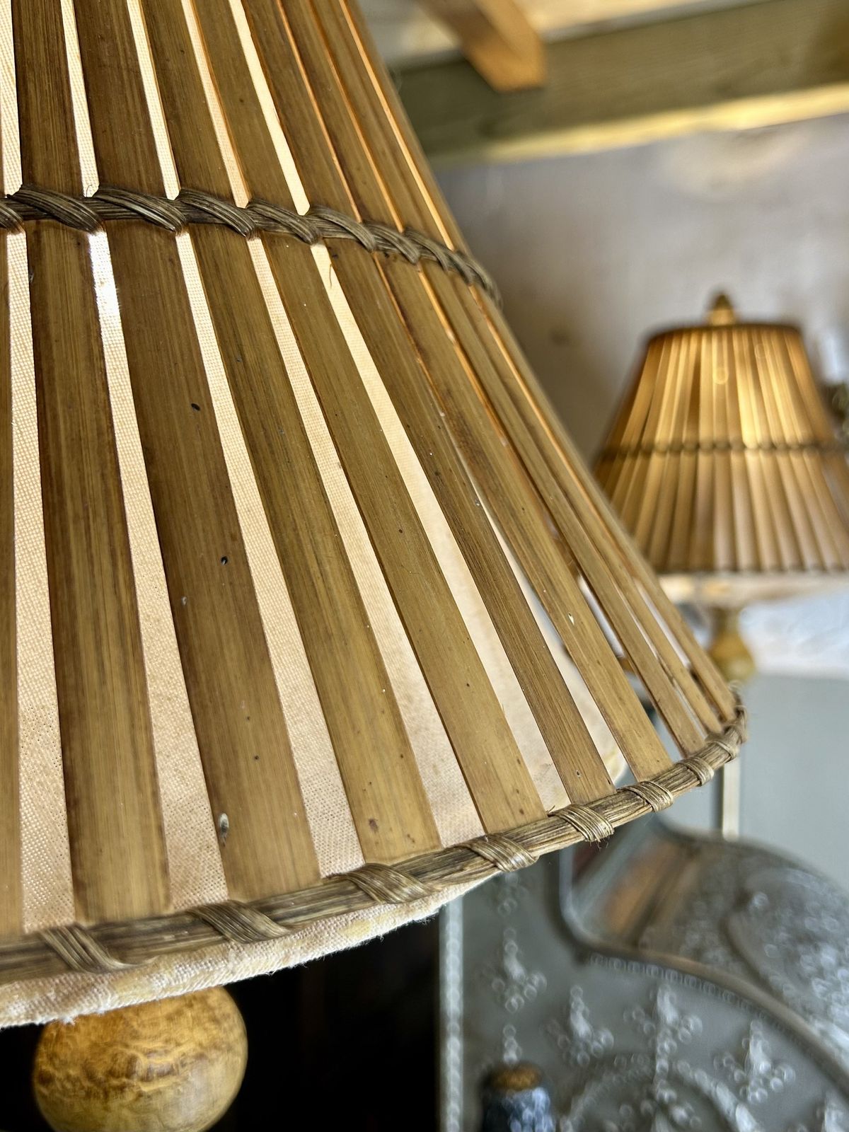 Pair Of Designer Hill Interiors Lamps Table Light Lamps Rattan Lights photo for sale