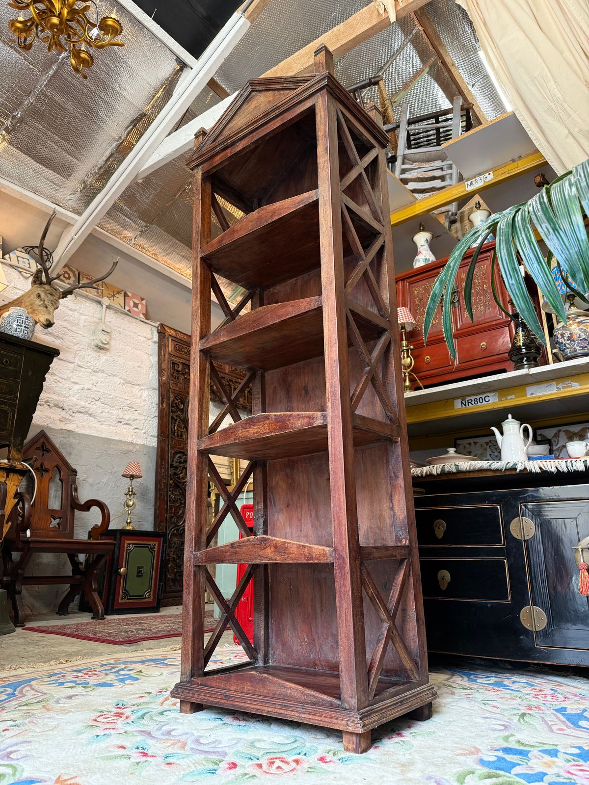 photo for sale Hardwood Indian Bookcase Rustic Wood Shelves