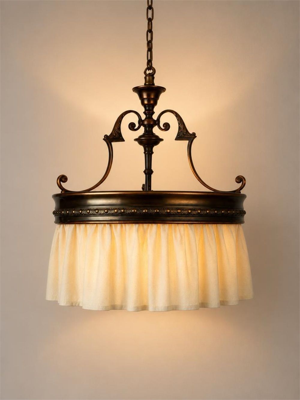 Art Nouveau Ring Pendant Light With Calico Skirt (56286)