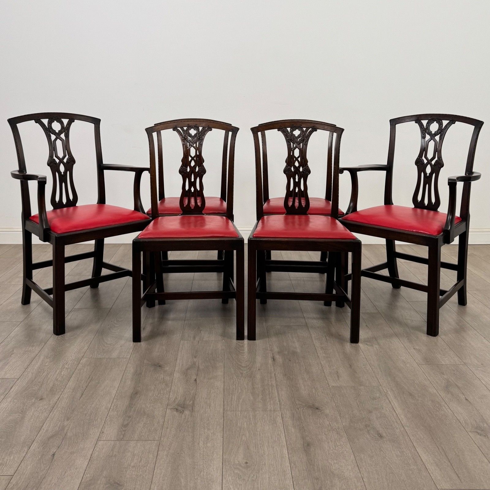 Antique 18th Century Georgian Set Of 6 Mahogany Dining Chairs ( Af 5761 )