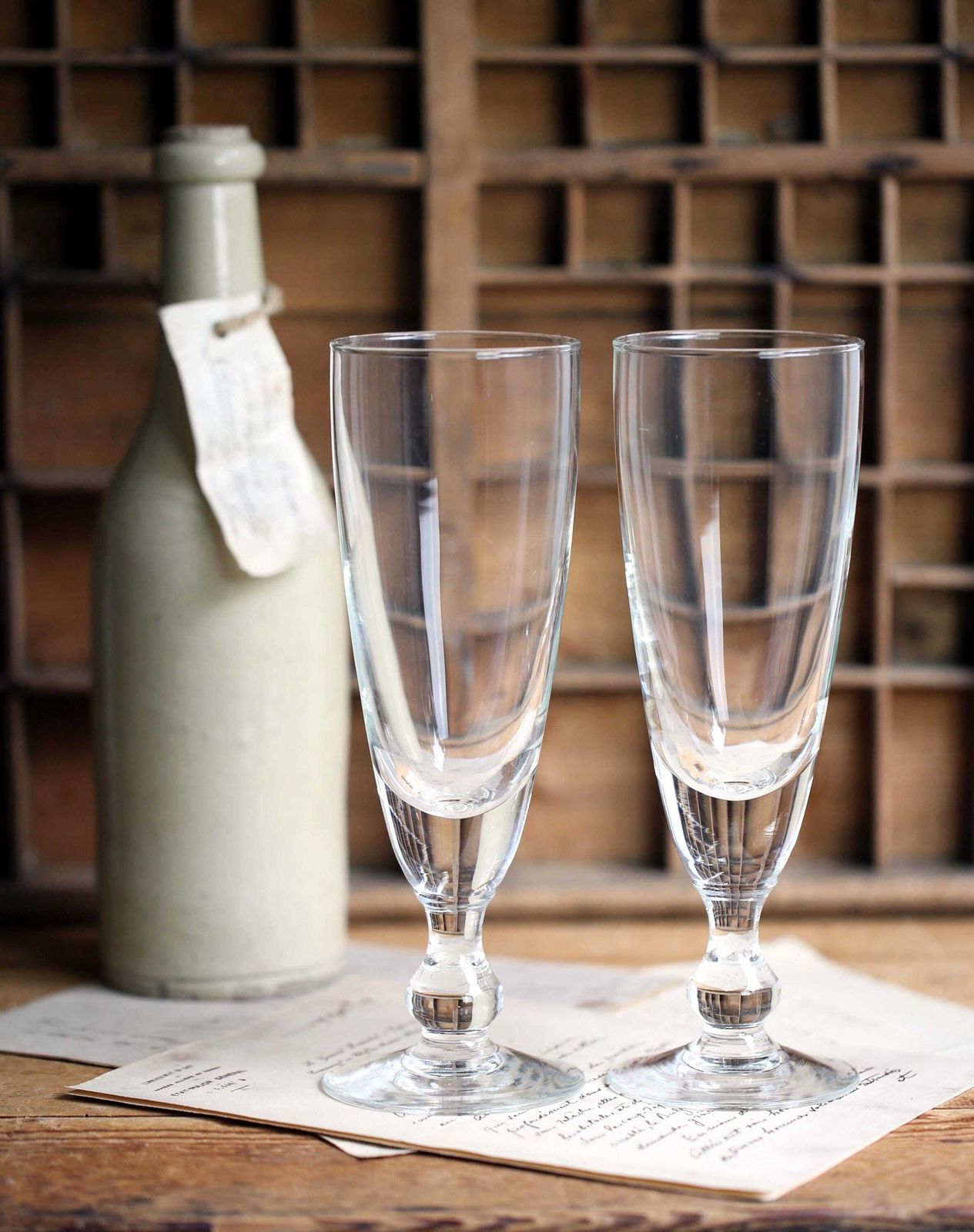 Pair Of Large Antique French Beer Glasses Handblown Glass Large Mazagrans photo Home Decor
