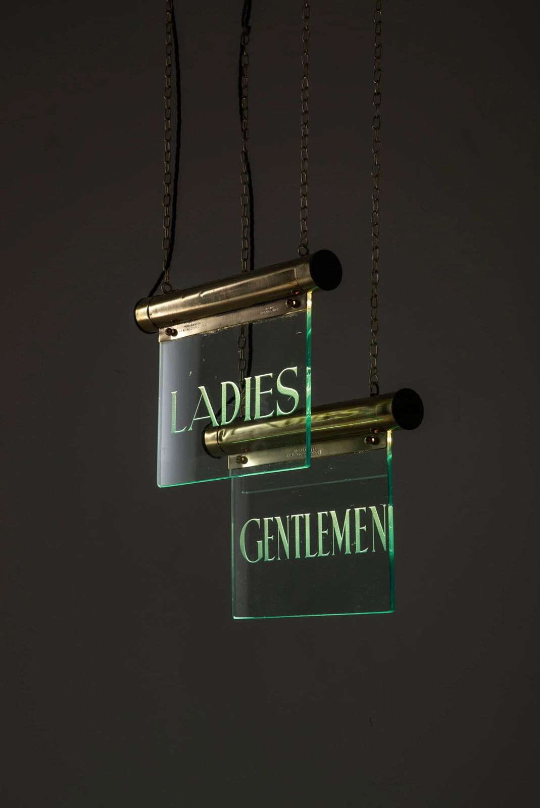 Pair Of Art Deco Brass 'Internalite' Illuminated Toilet Signs photo Home Decor