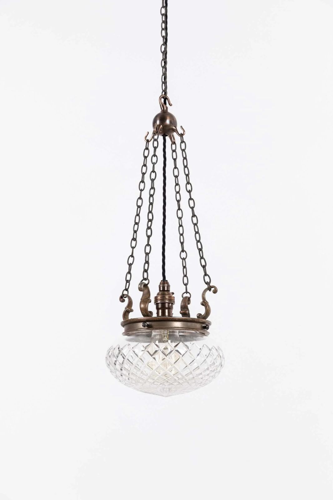 Diminutive Edwardian Cut Glass Pendant Light