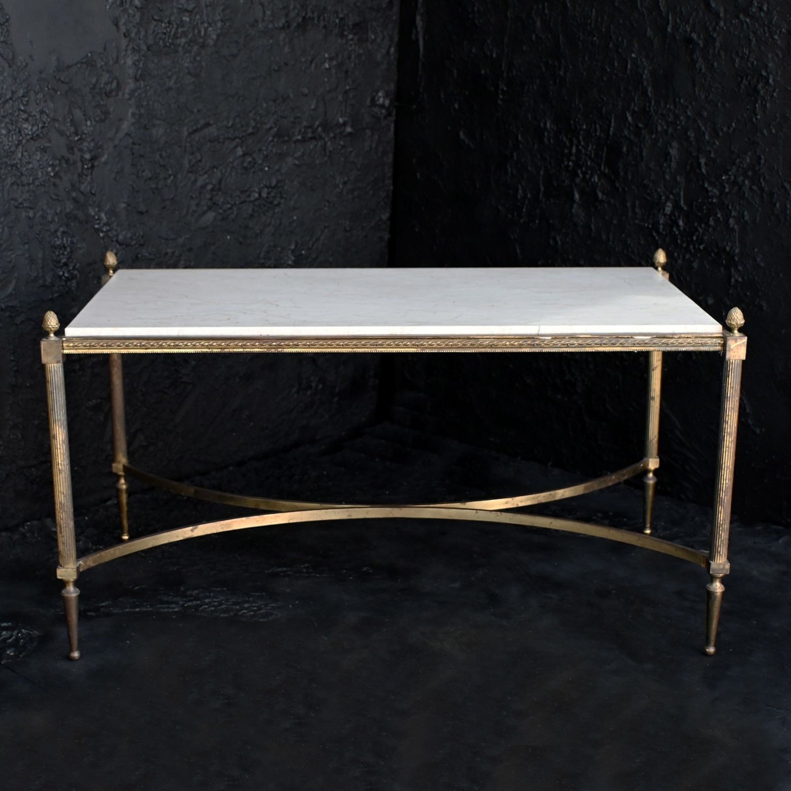 photo furniture Early 20th Century Masion Ramsay Marble & Brass Coffee Table