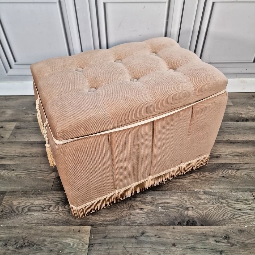 Vintage Sherbourne Storage Ottoman Upholstered Blanket Box Foot Stool Trunk Mcm