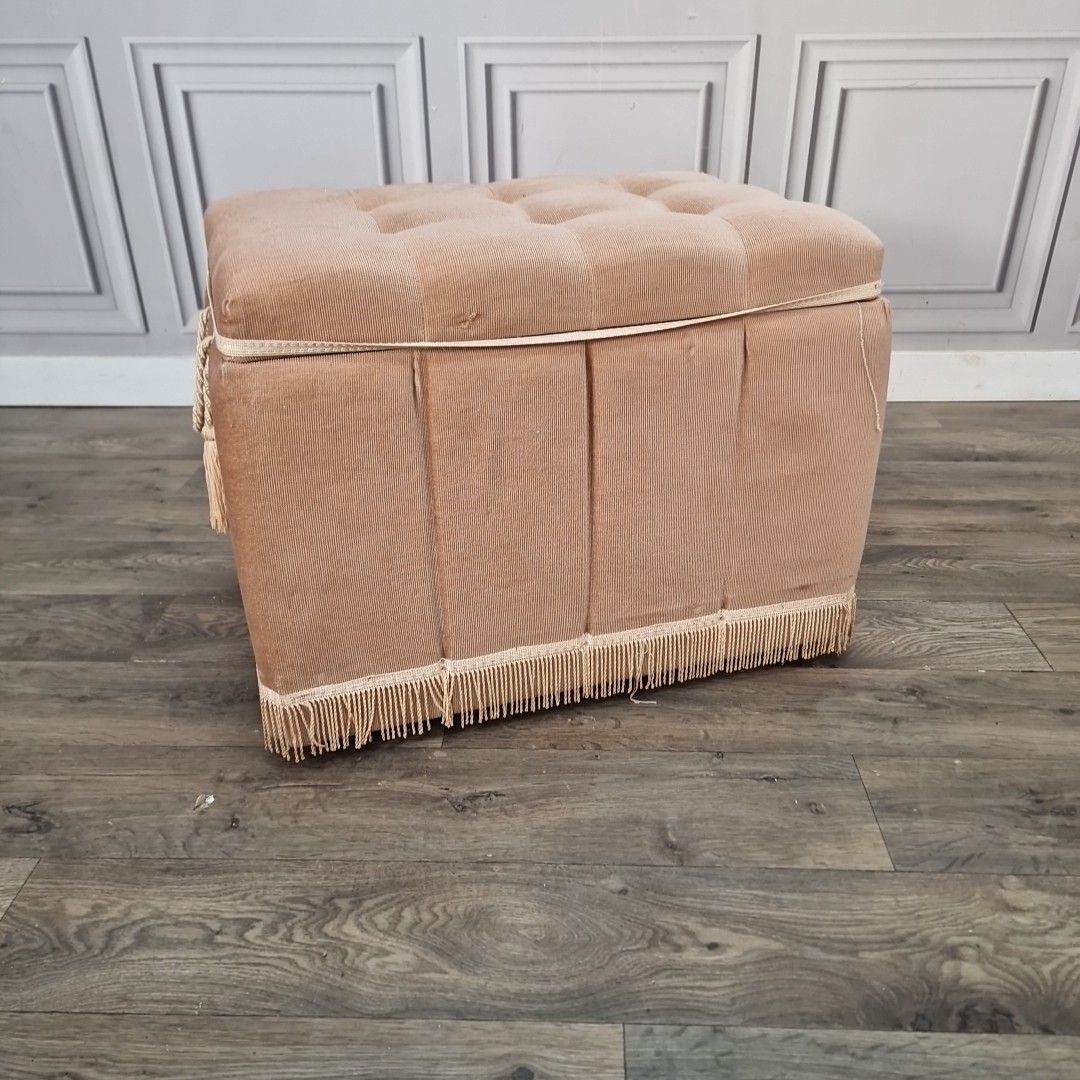 Vintage Sherbourne Storage Ottoman Upholstered Blanket Box Foot Stool Trunk Mcm photo furniture