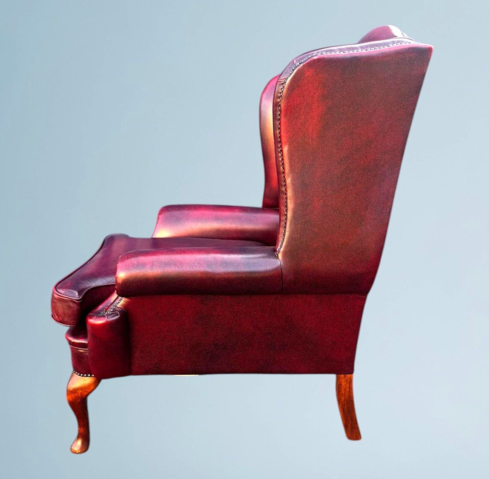 Queen Anne High Back Chesterfield Leather Armchair photo vinterior