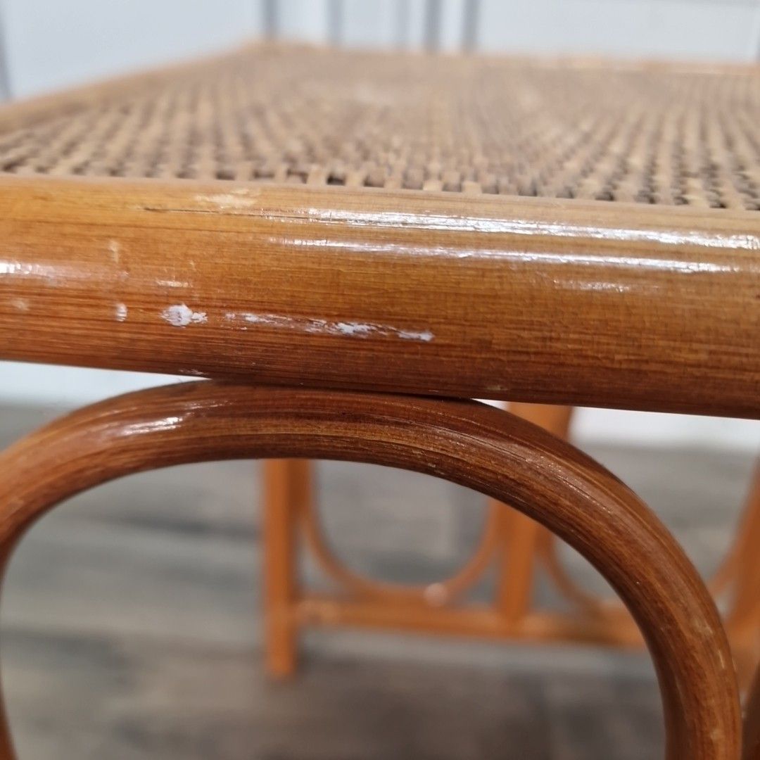 photo buy Vintage Rattan Side Table Cane Top Wicker Lamp Occasional Boho Bamboo Style